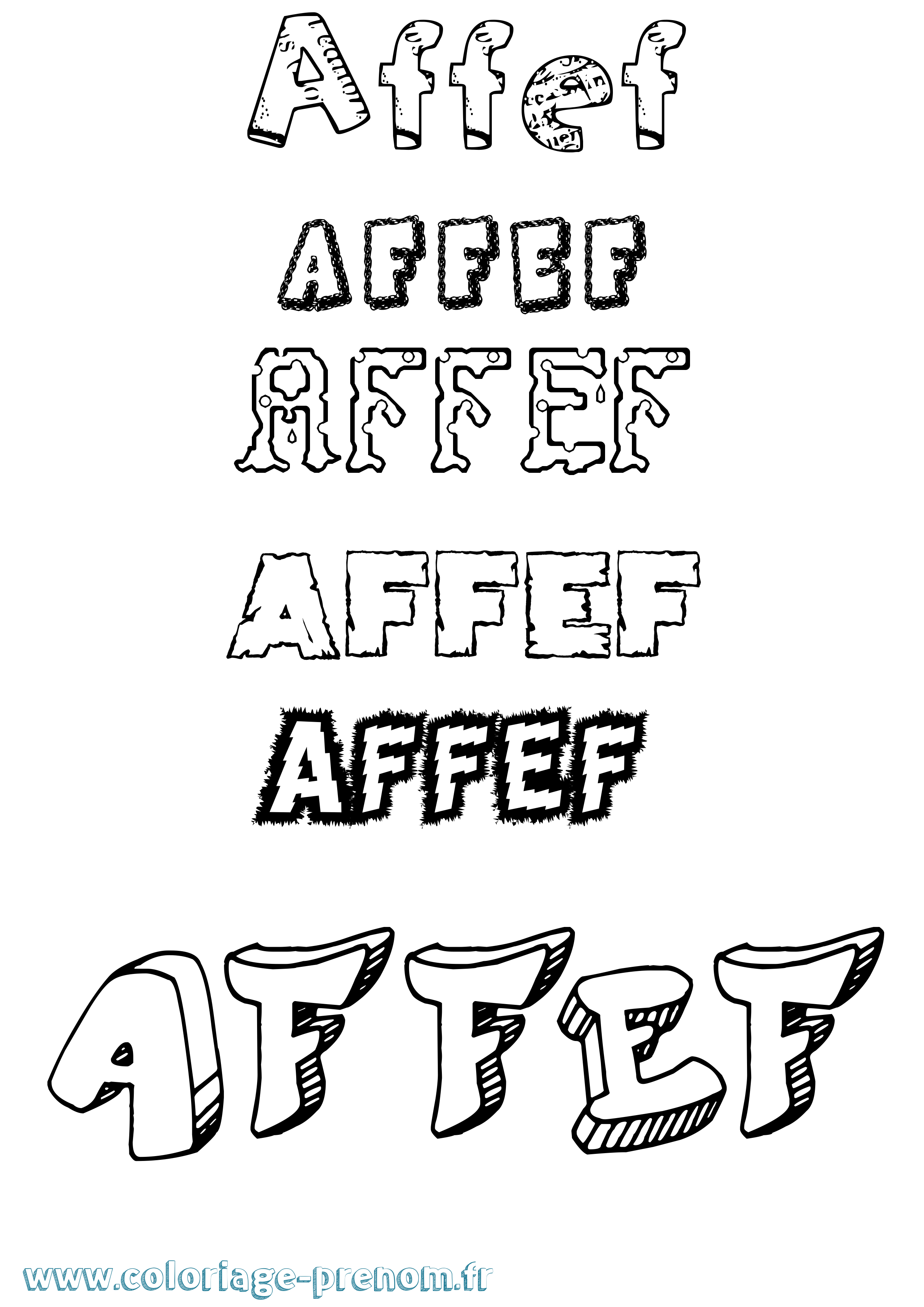Coloriage Affef Destructuré Coloriage prénom Affef Destructuré
