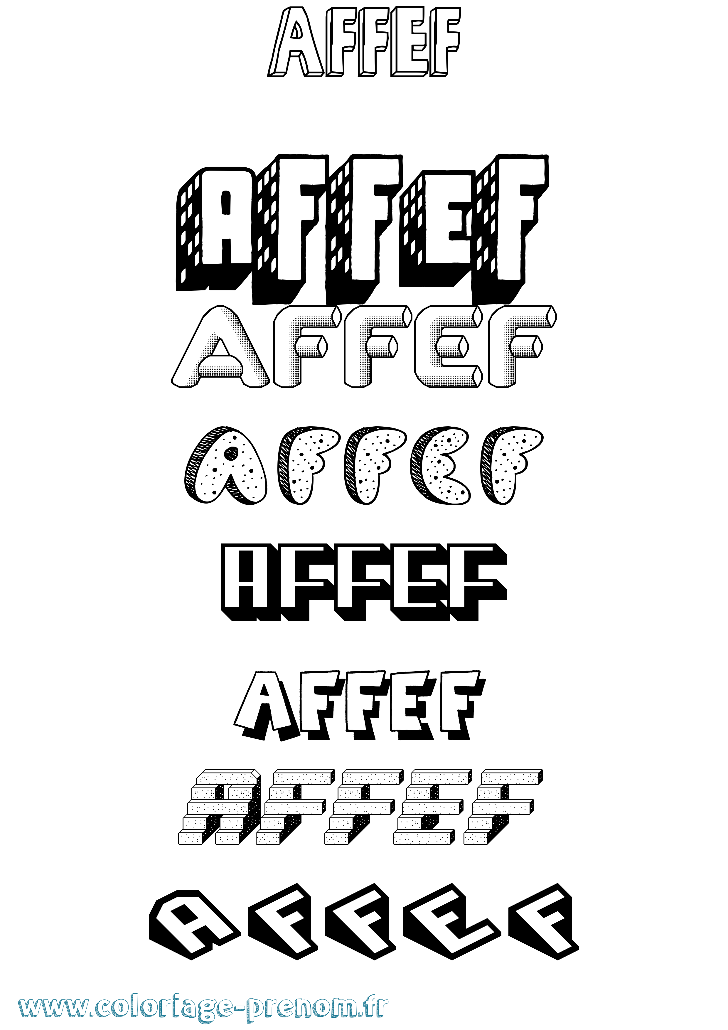 Coloriage Affef Effet 3D Coloriage prénom Affef Effet 3D
