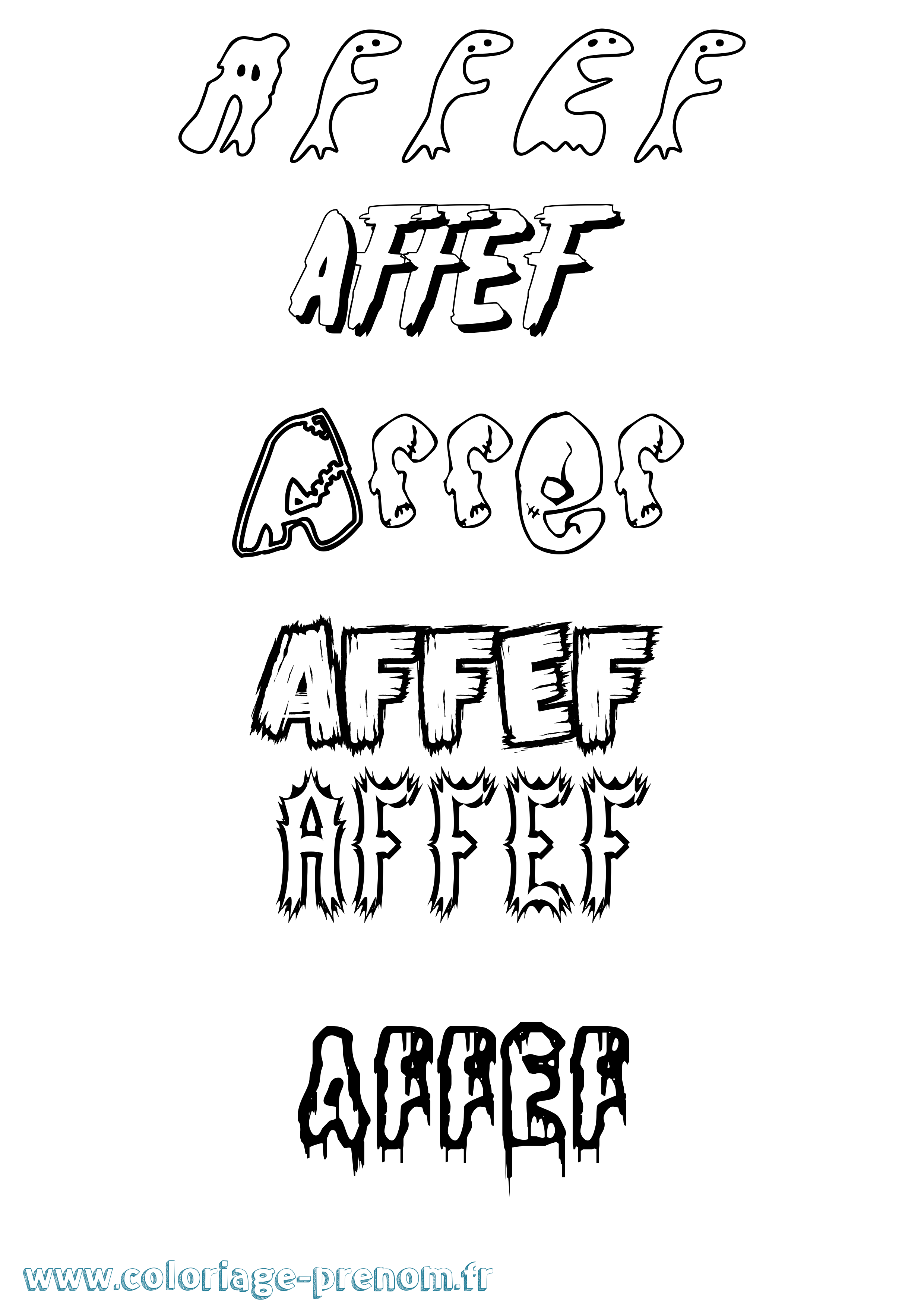 Coloriage Affef Frisson Coloriage prénom Affef Frisson