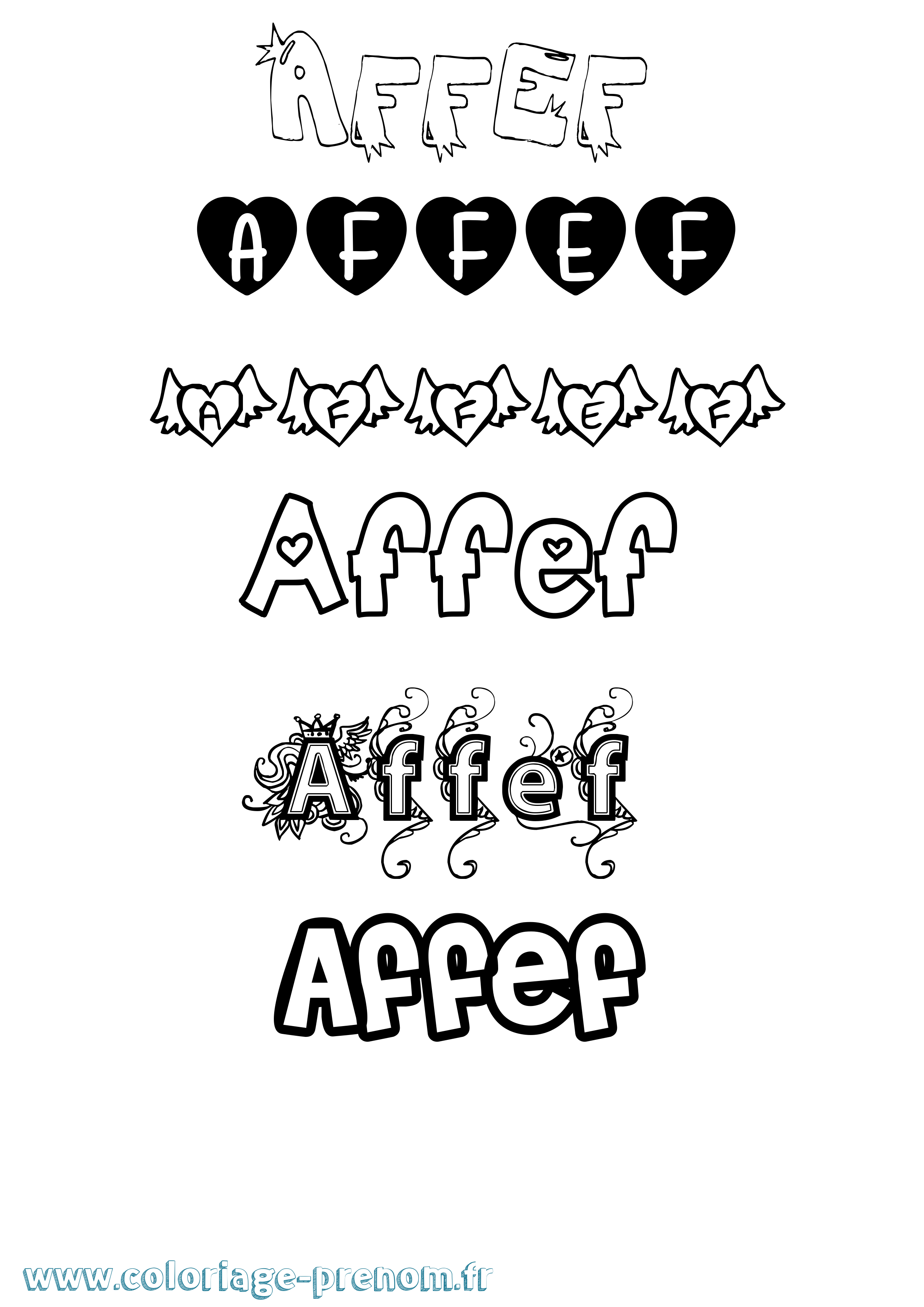 Coloriage Affef Girly Coloriage prénom Affef Girly