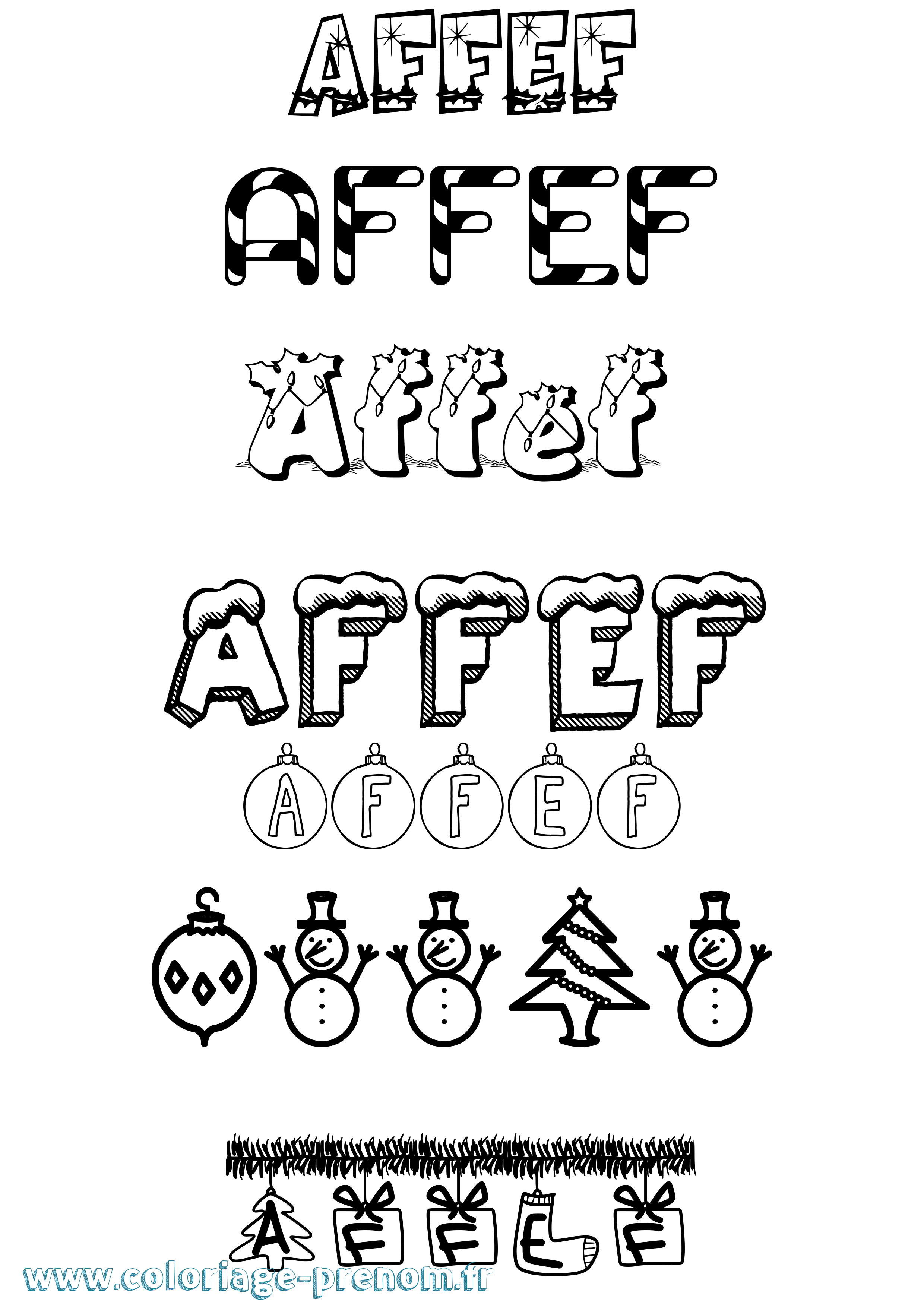 Coloriage Affef Noël Coloriage prénom Affef Noël