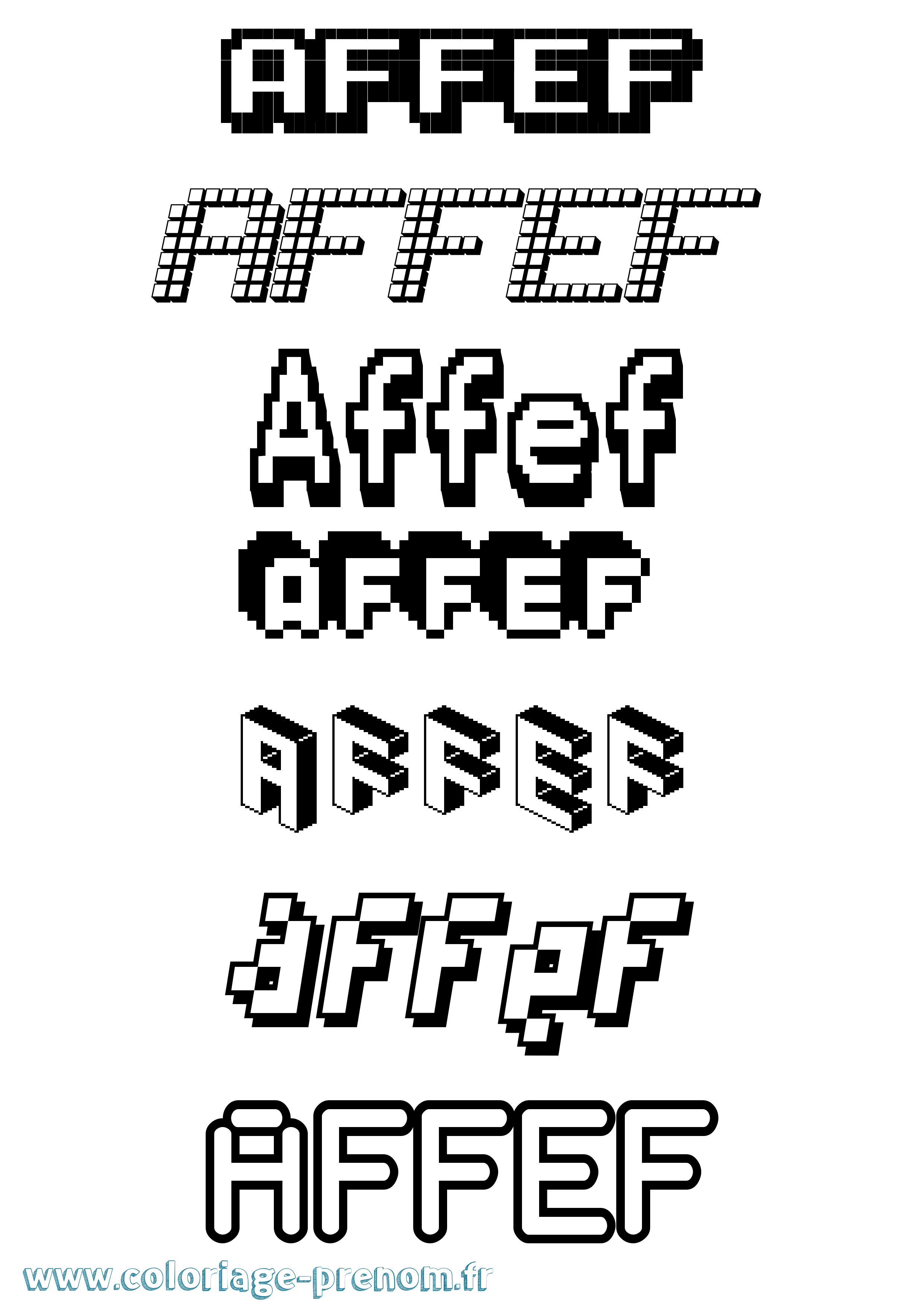 Coloriage Affef Pixel Coloriage prénom Affef Pixel