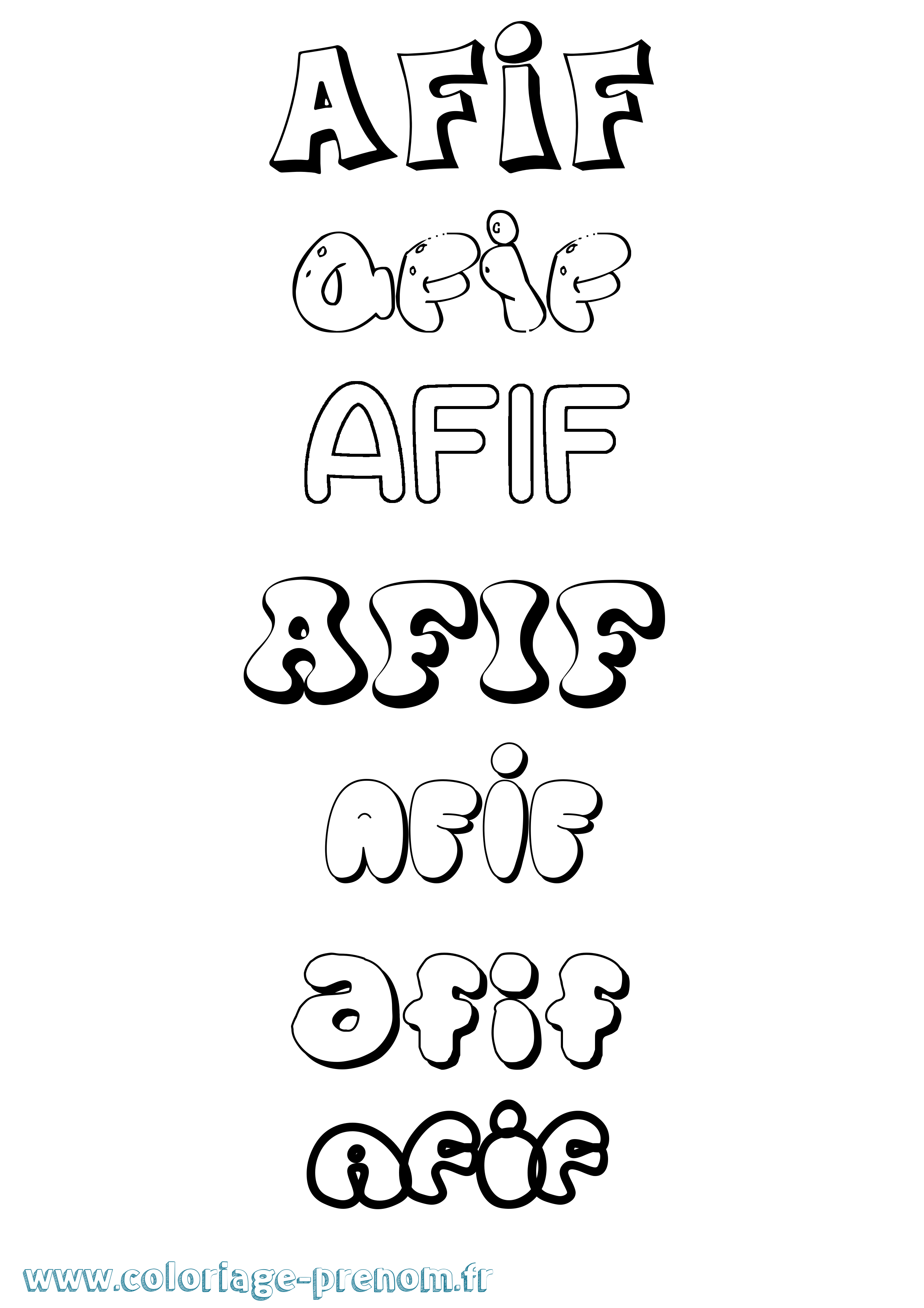 Coloriage Afif Bubble Coloriage prénom Afif Bubble