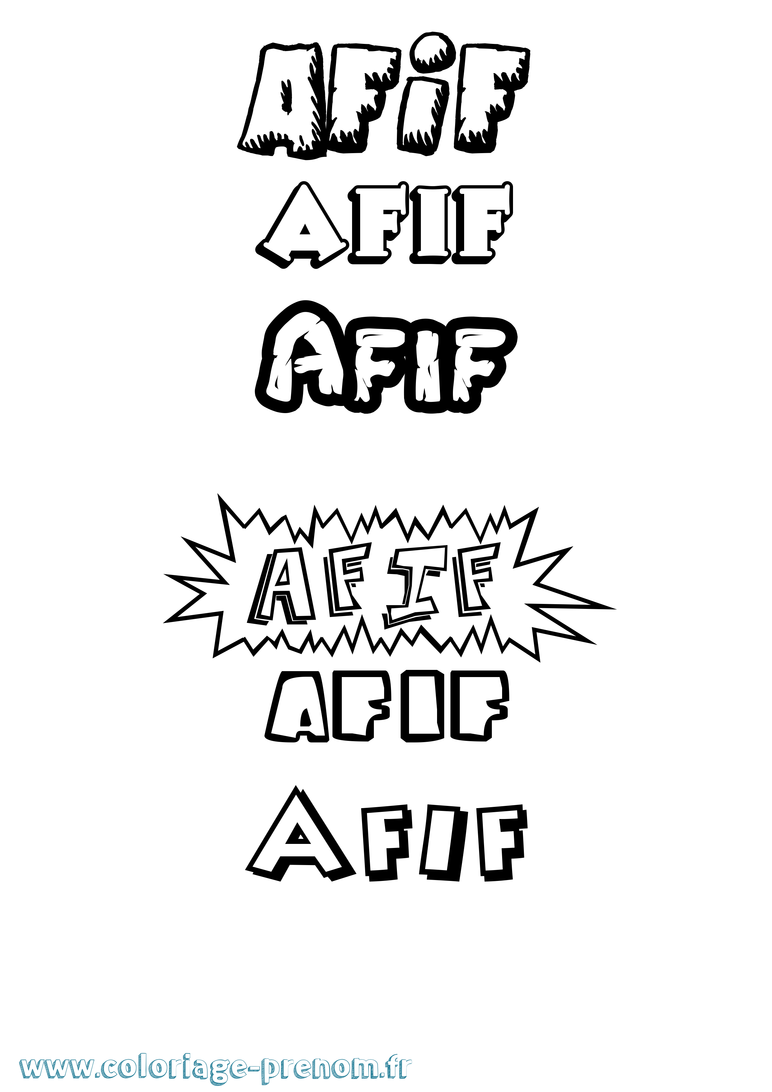 Coloriage Afif Dessin Animé Coloriage prénom Afif Dessin Animé