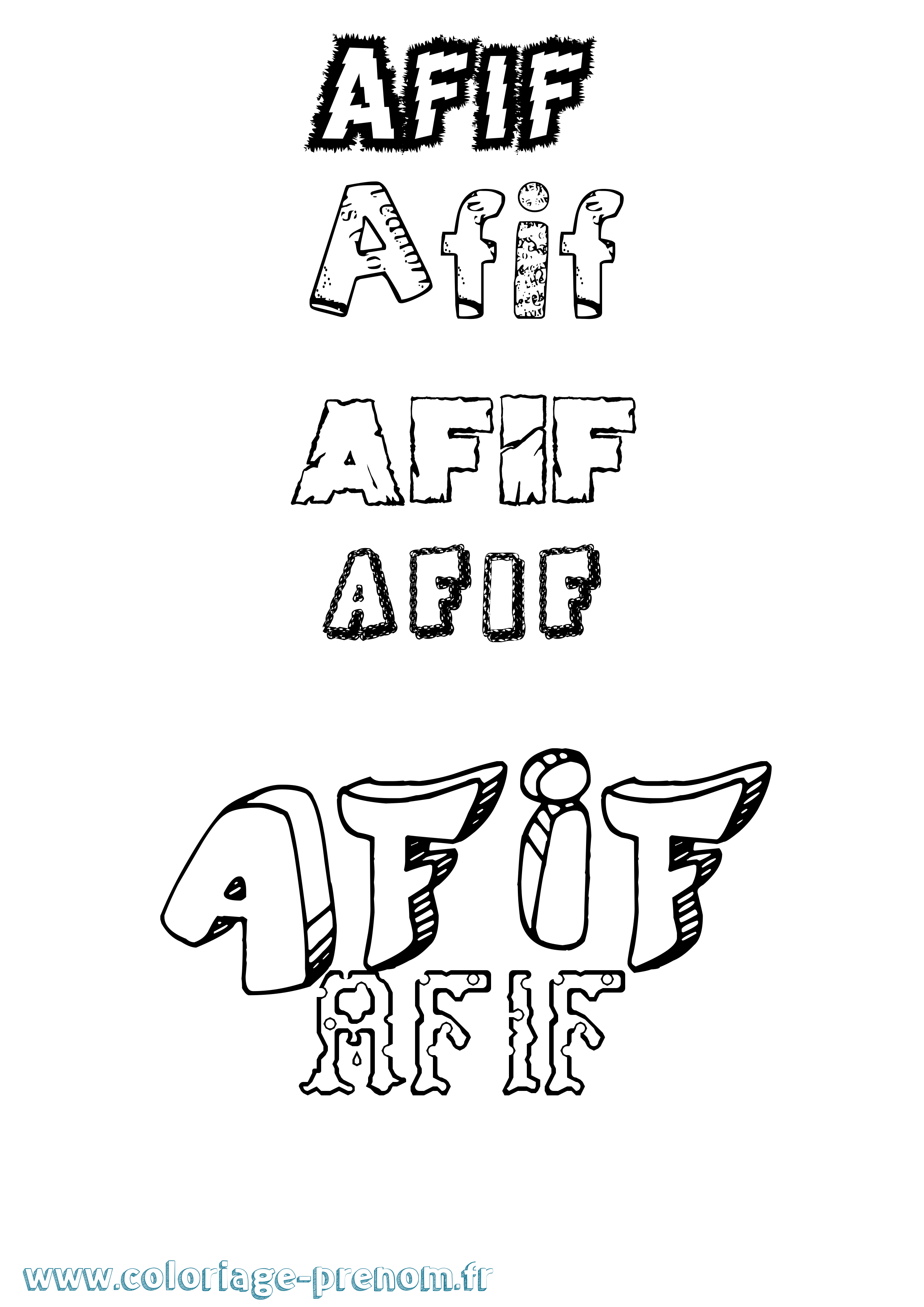 Coloriage Afif Destructuré Coloriage prénom Afif Destructuré