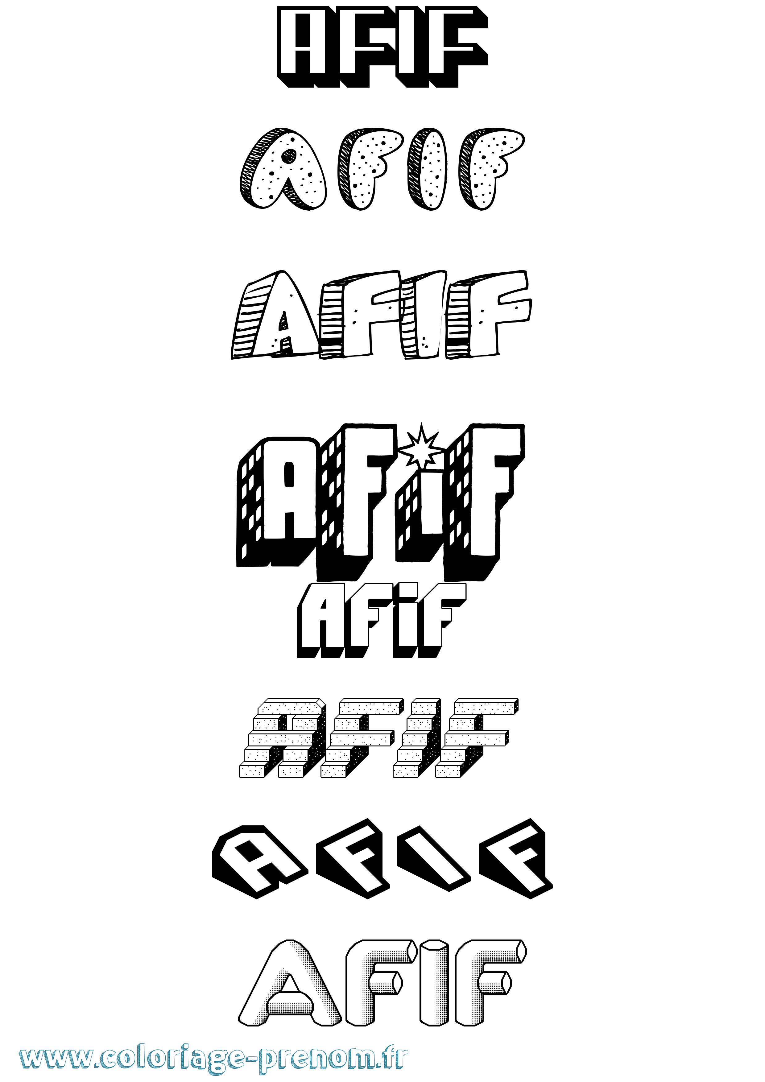 Coloriage Afif Effet 3D Coloriage prénom Afif Effet 3D