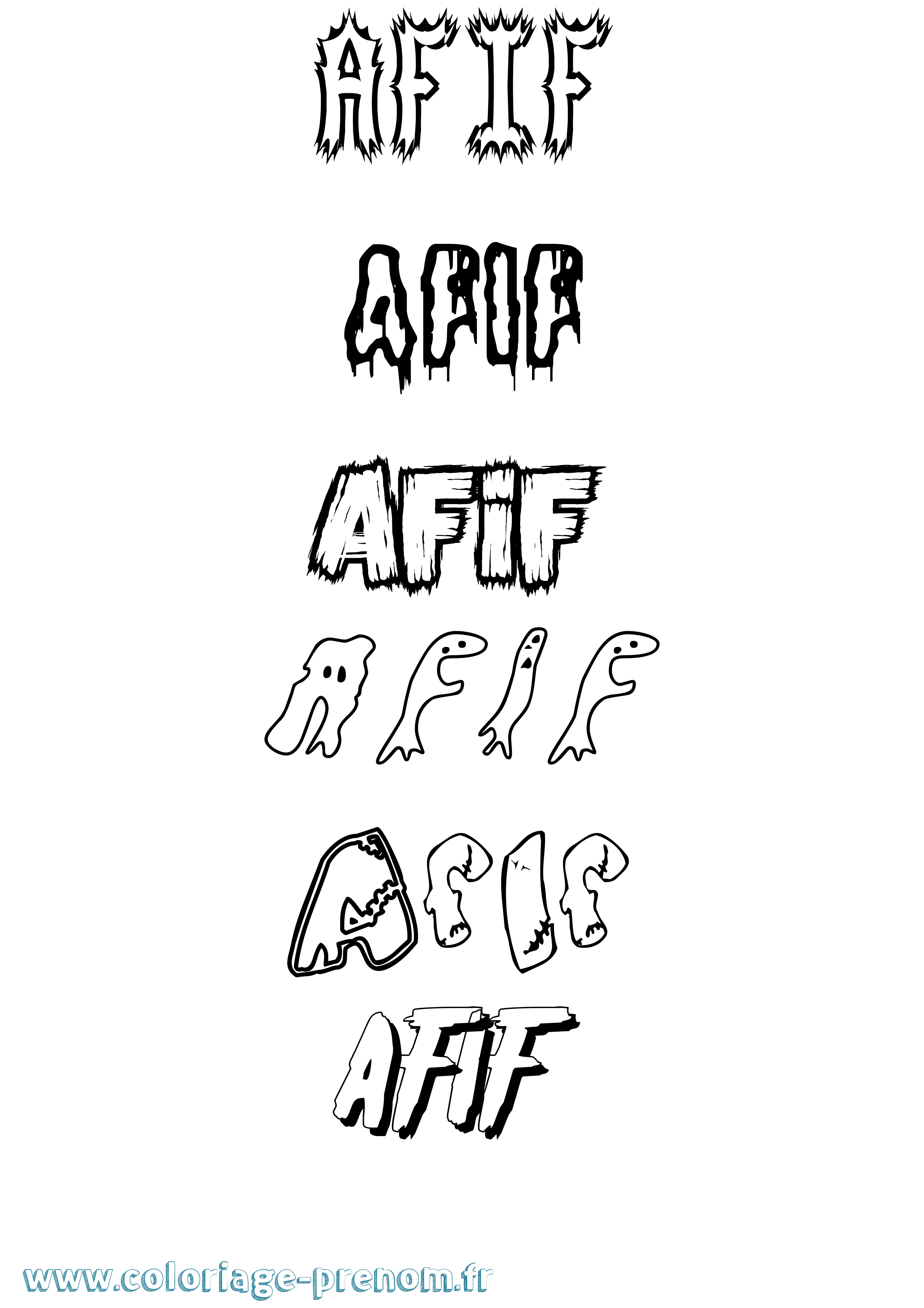 Coloriage Afif Frisson Coloriage prénom Afif Frisson