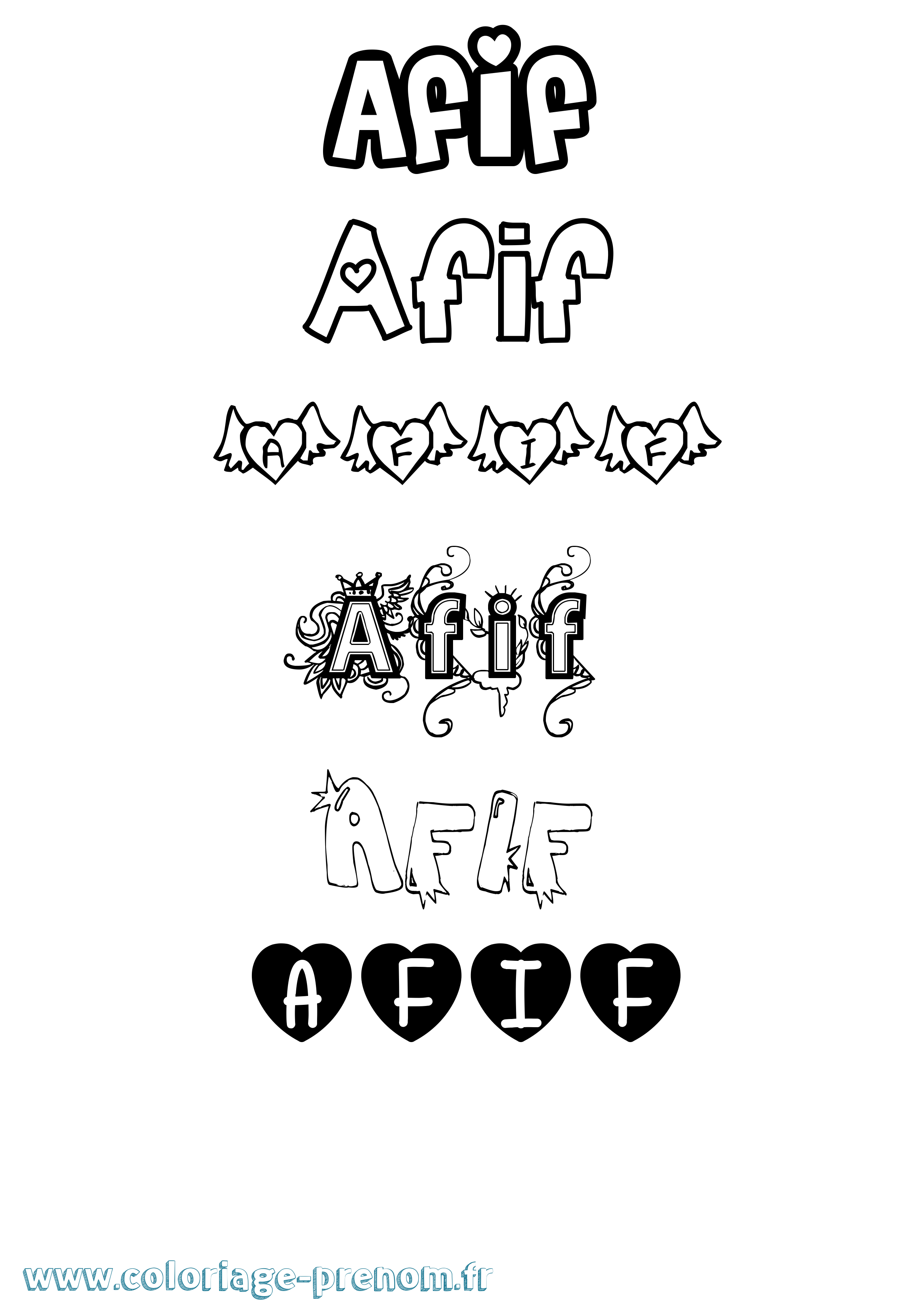 Coloriage Afif Girly Coloriage prénom Afif Girly