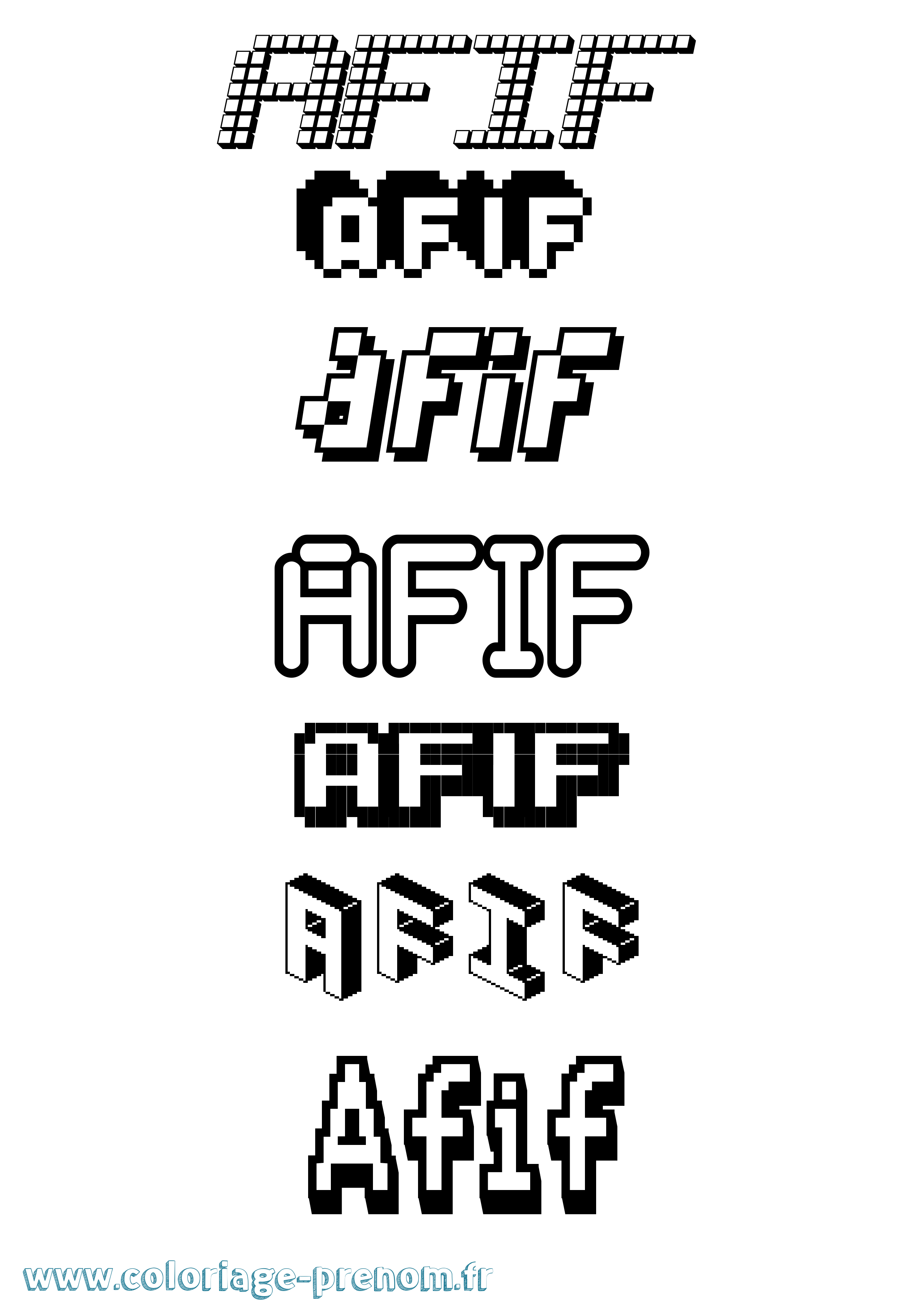 Coloriage Afif Pixel Coloriage prénom Afif Pixel
