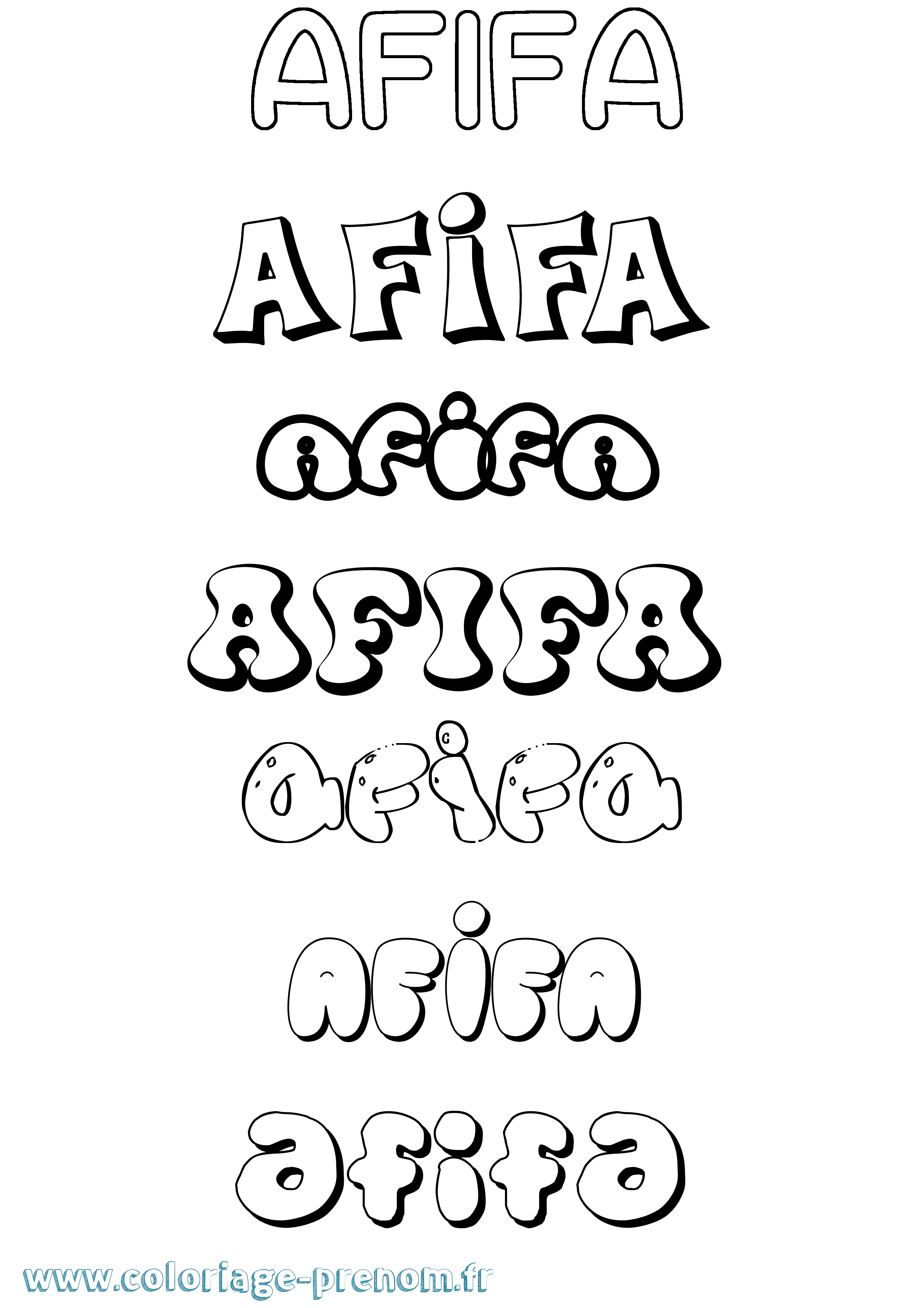 Coloriage Afifa Bubble Coloriage prénom Afifa Bubble