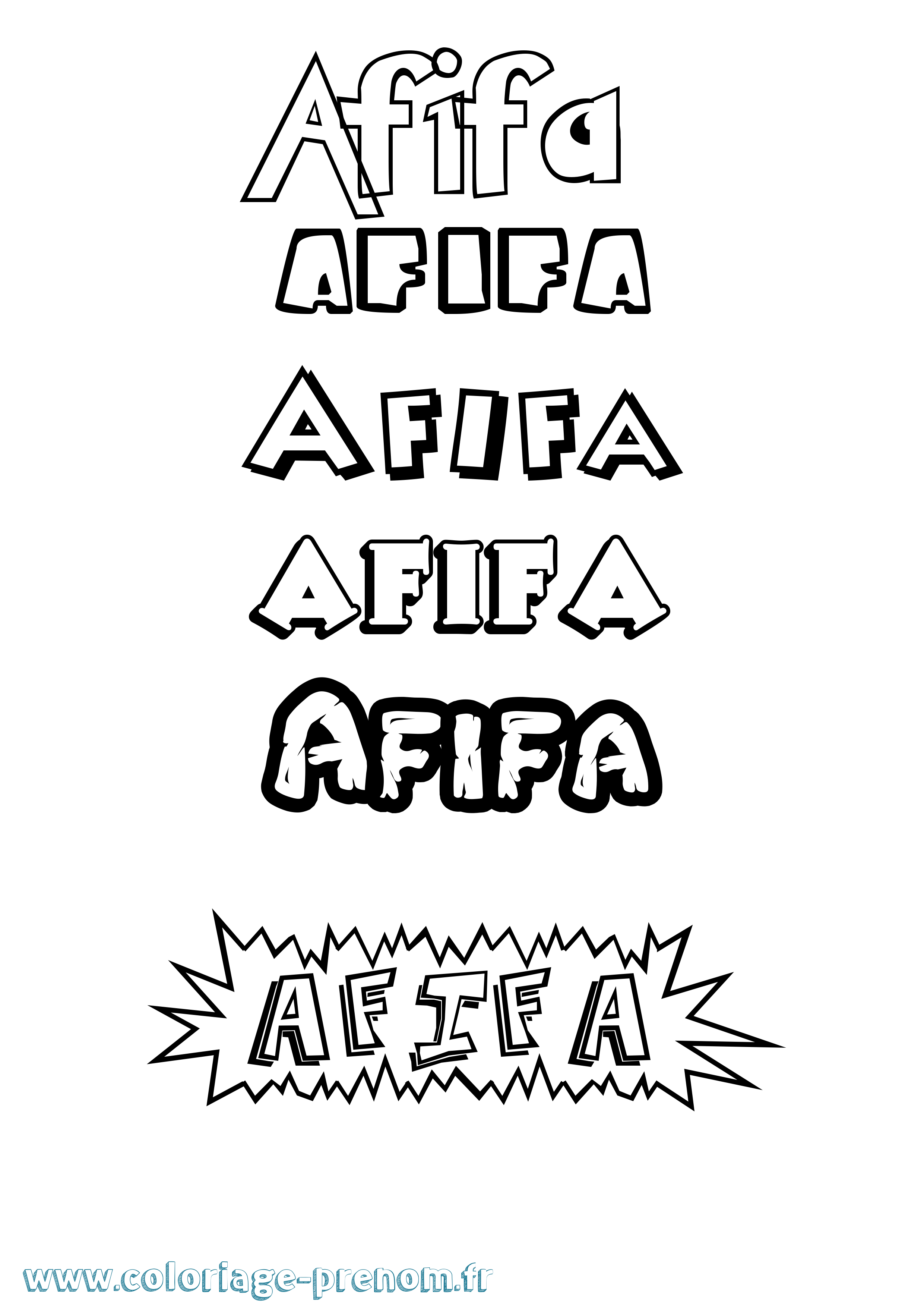 Coloriage Afifa Dessin Animé Coloriage prénom Afifa Dessin Animé