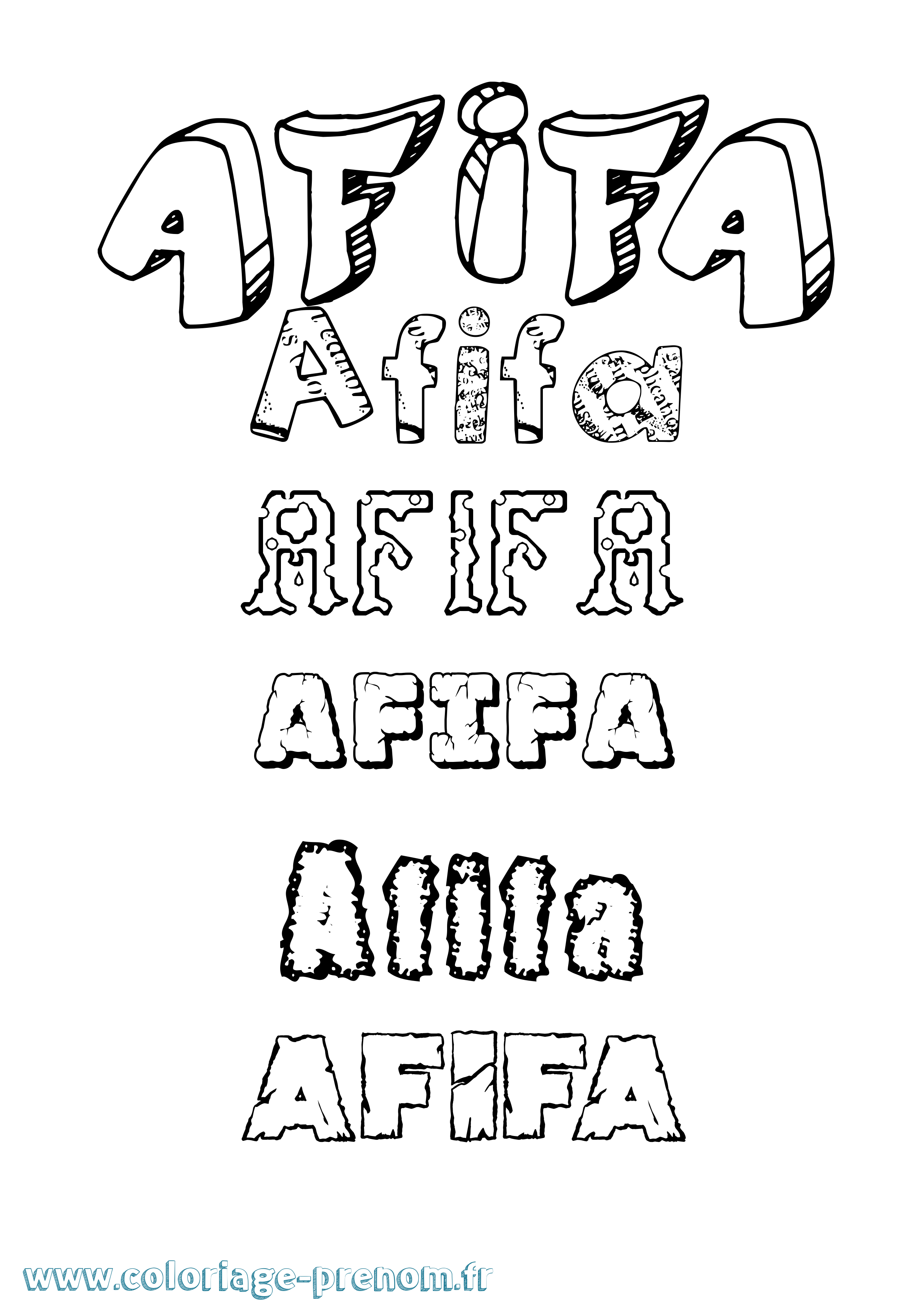 Coloriage Afifa Destructuré Coloriage prénom Afifa Destructuré