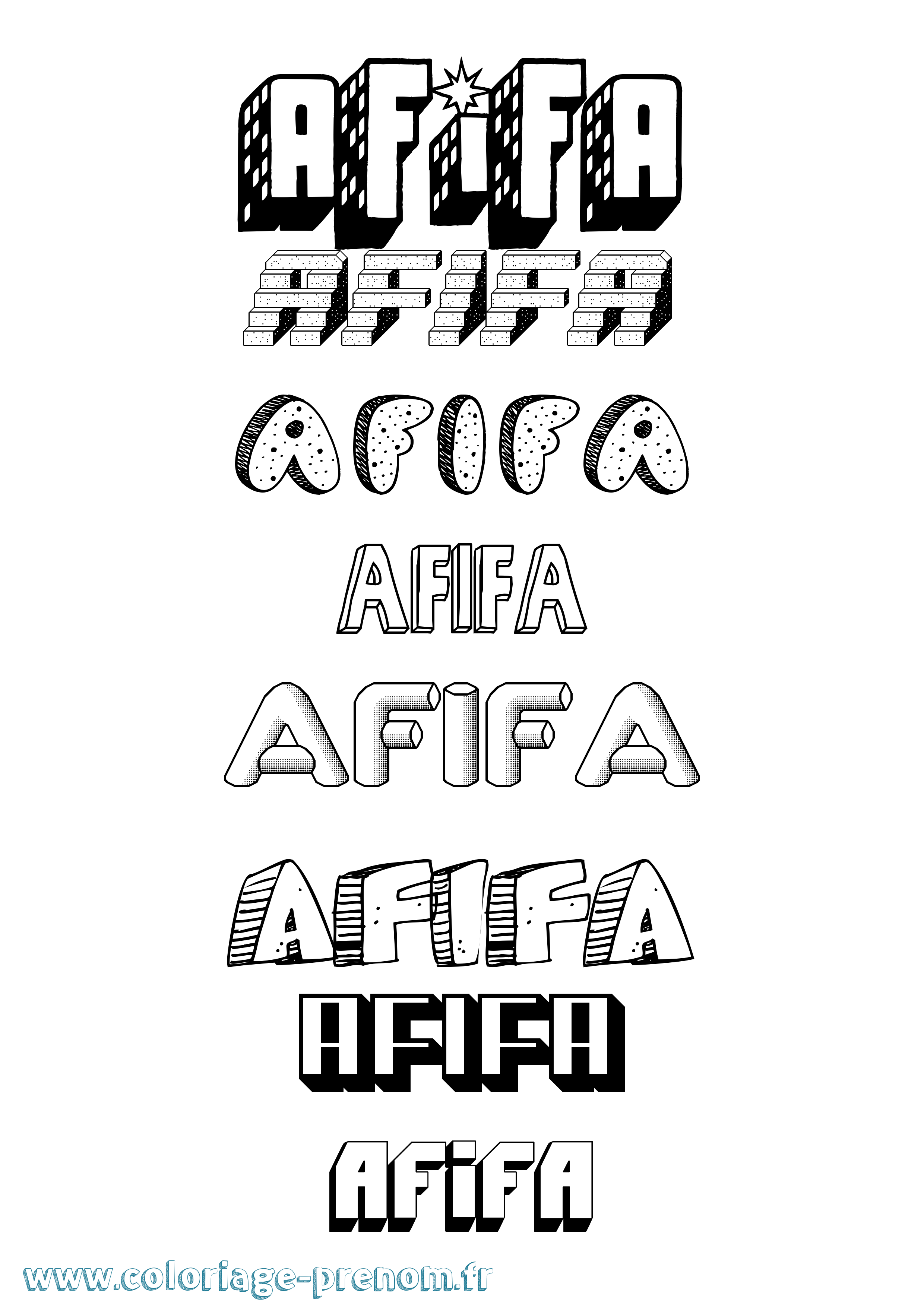 Coloriage Afifa Effet 3D Coloriage prénom Afifa Effet 3D