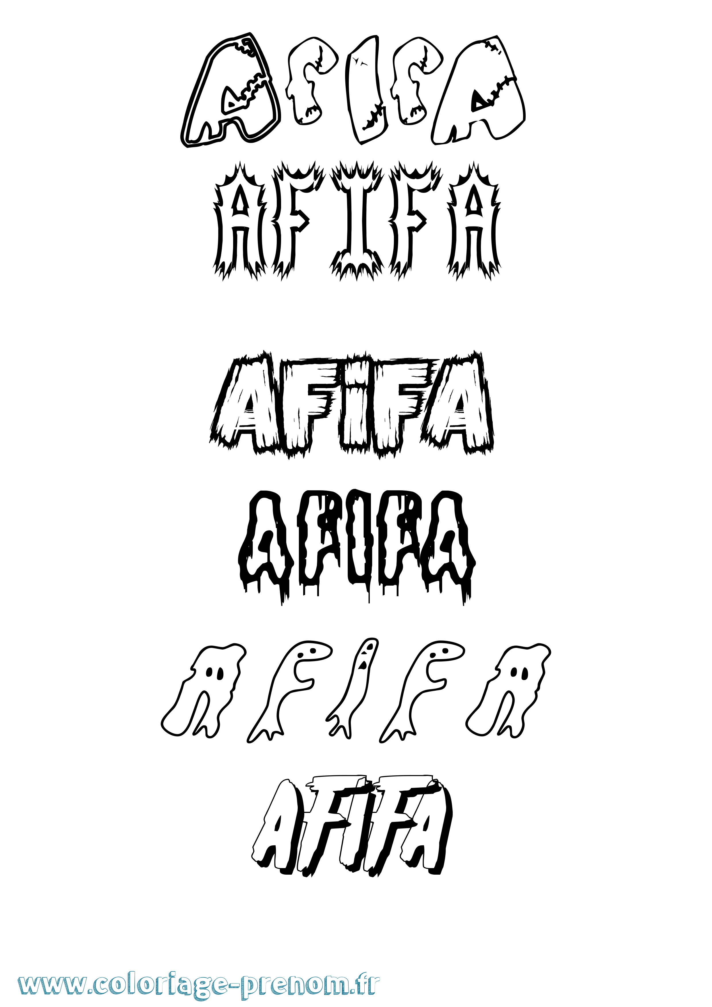 Coloriage Afifa Frisson Coloriage prénom Afifa Frisson