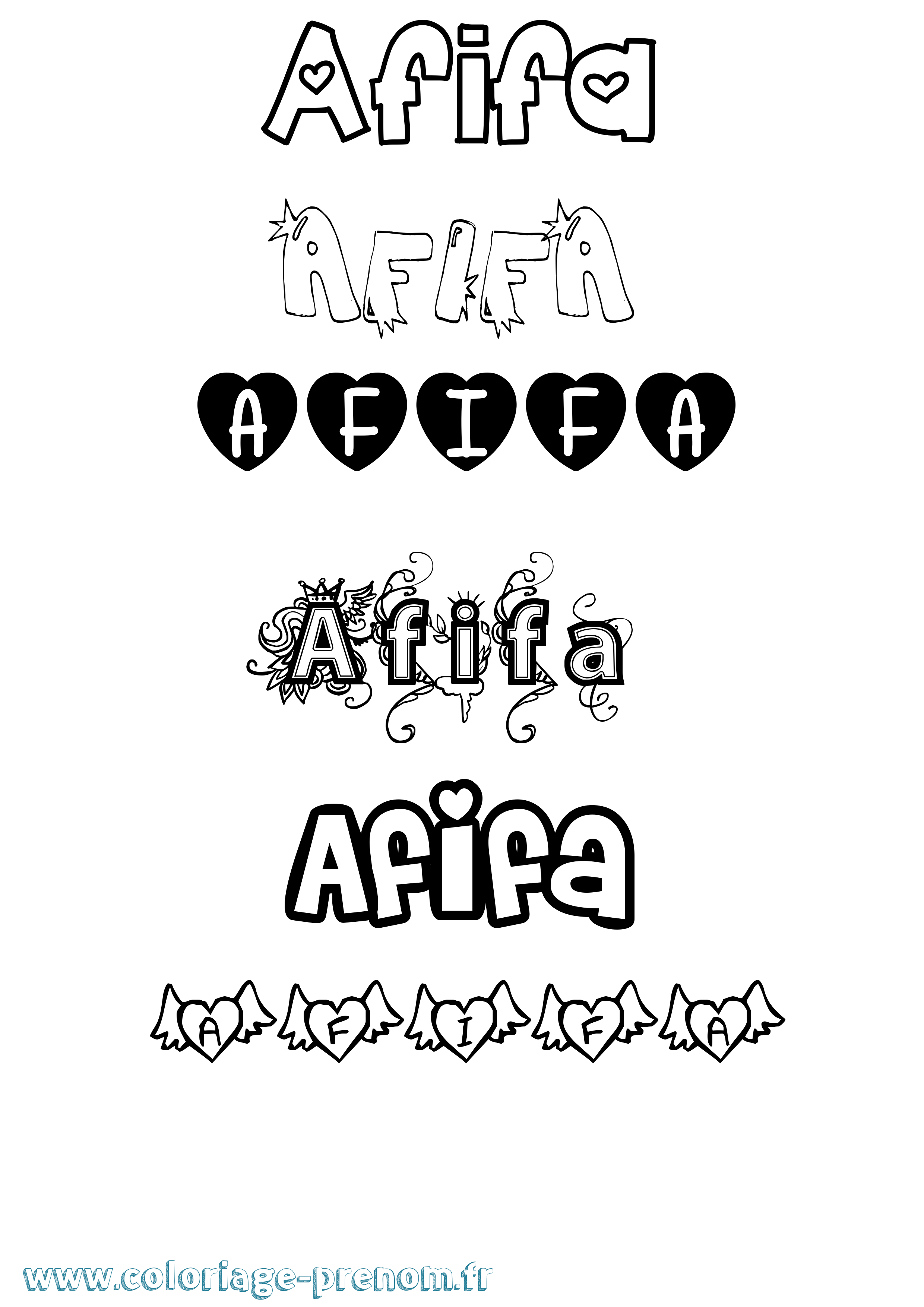 Coloriage Afifa Girly Coloriage prénom Afifa Girly