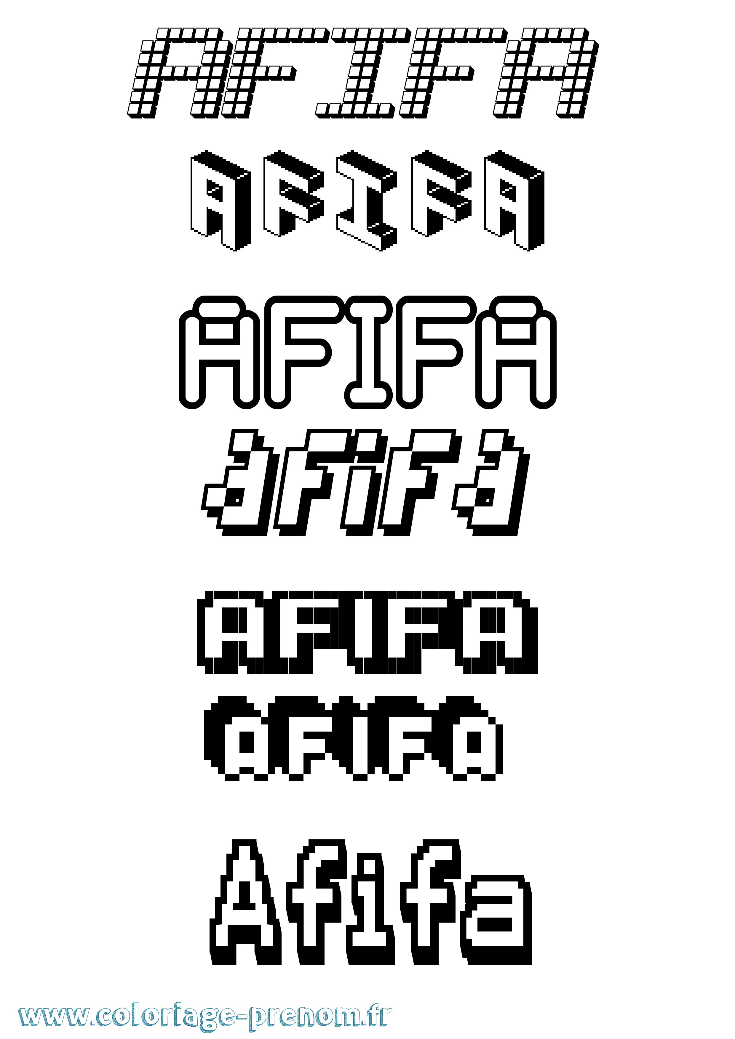 Coloriage Afifa Pixel Coloriage prénom Afifa Pixel