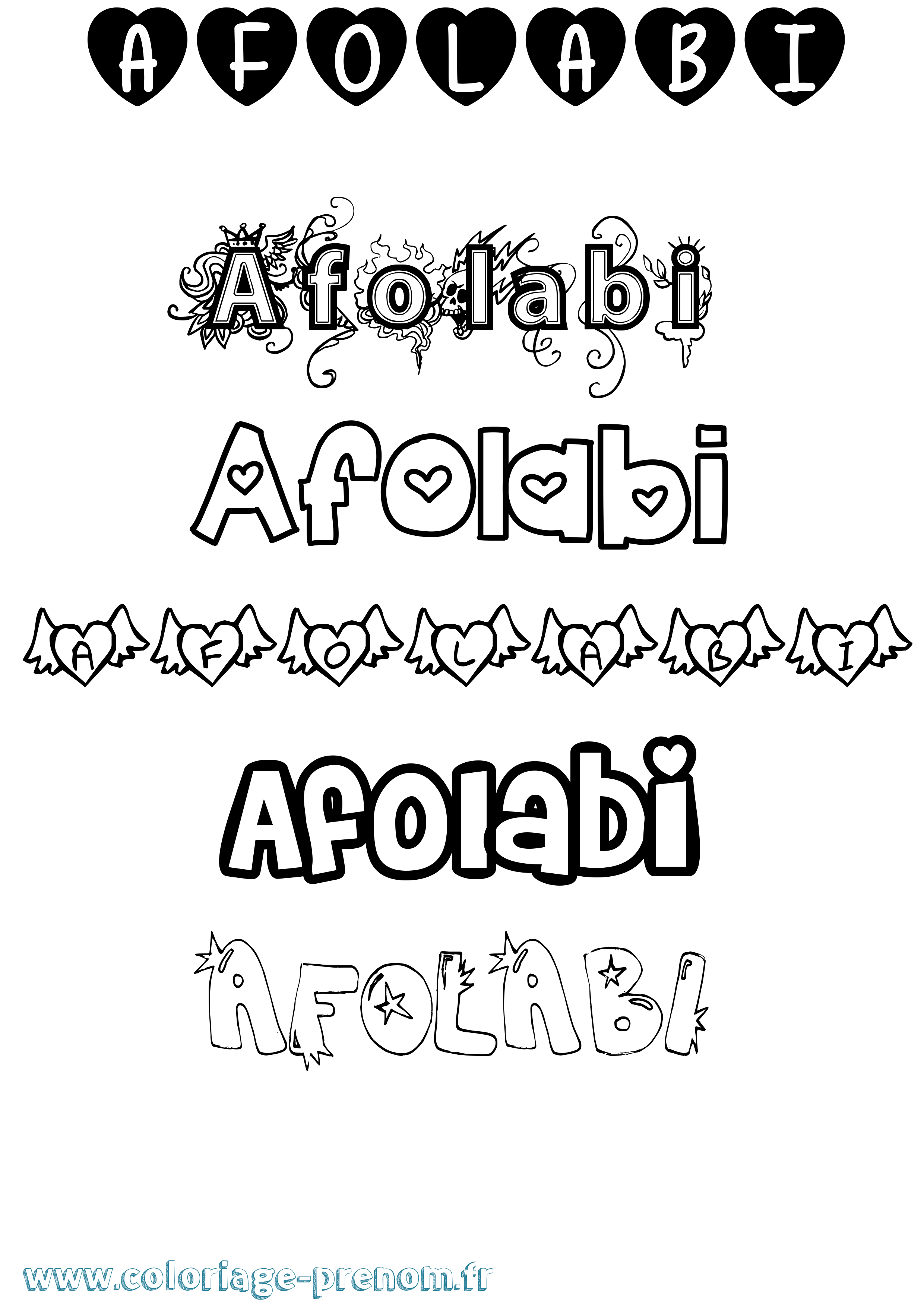 Coloriage Afolabi Girly Coloriage prénom Afolabi Girly