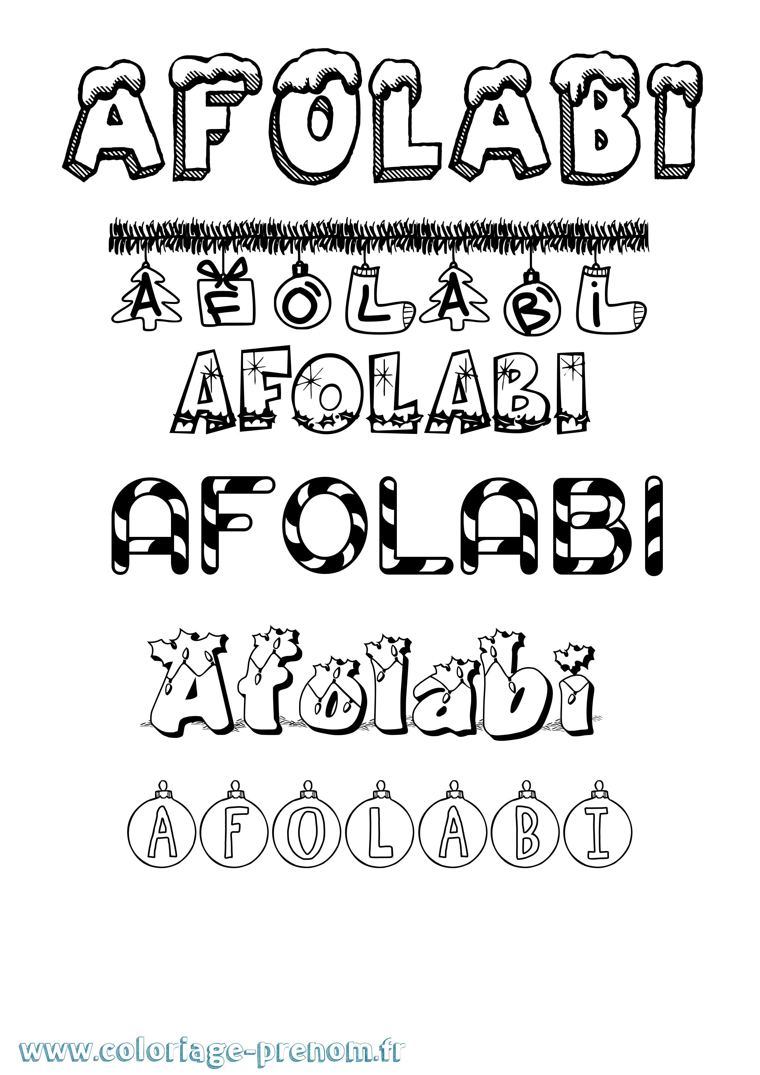 Coloriage Afolabi Noël Coloriage prénom Afolabi Noël