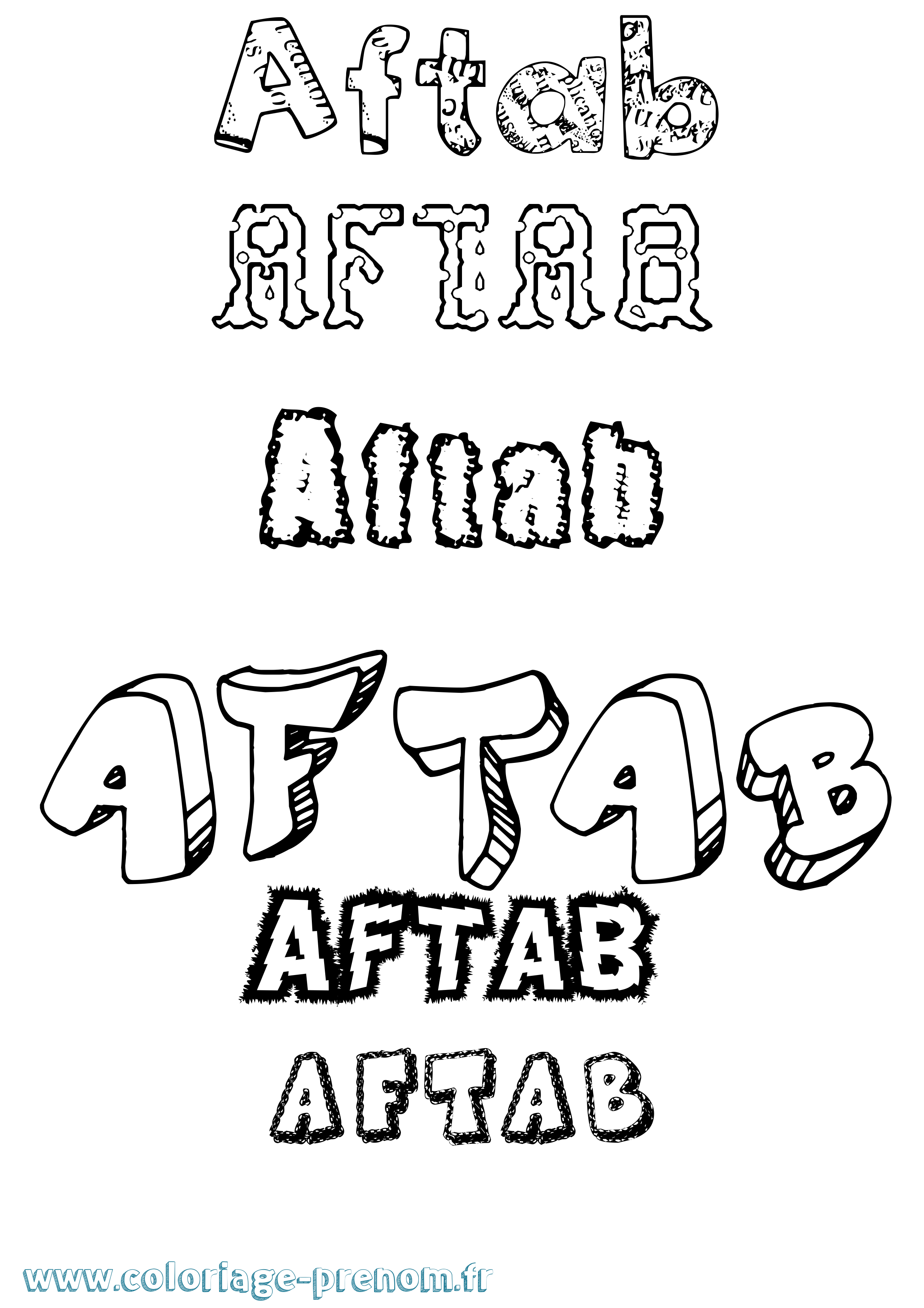 Coloriage Aftab Destructuré Coloriage prénom Aftab Destructuré