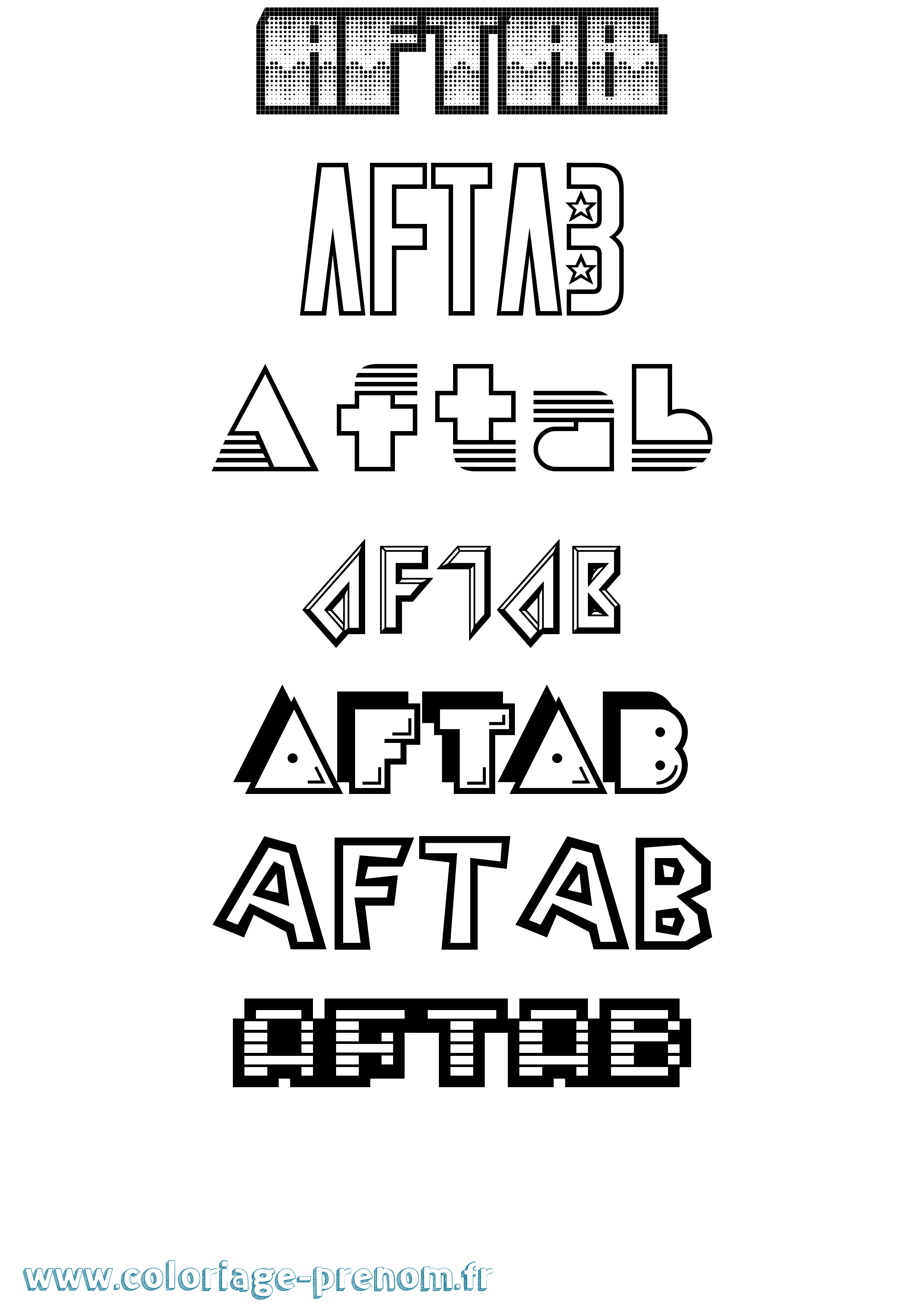 Coloriage Aftab Jeux Vidéos Coloriage prénom Aftab Jeux Vidéos