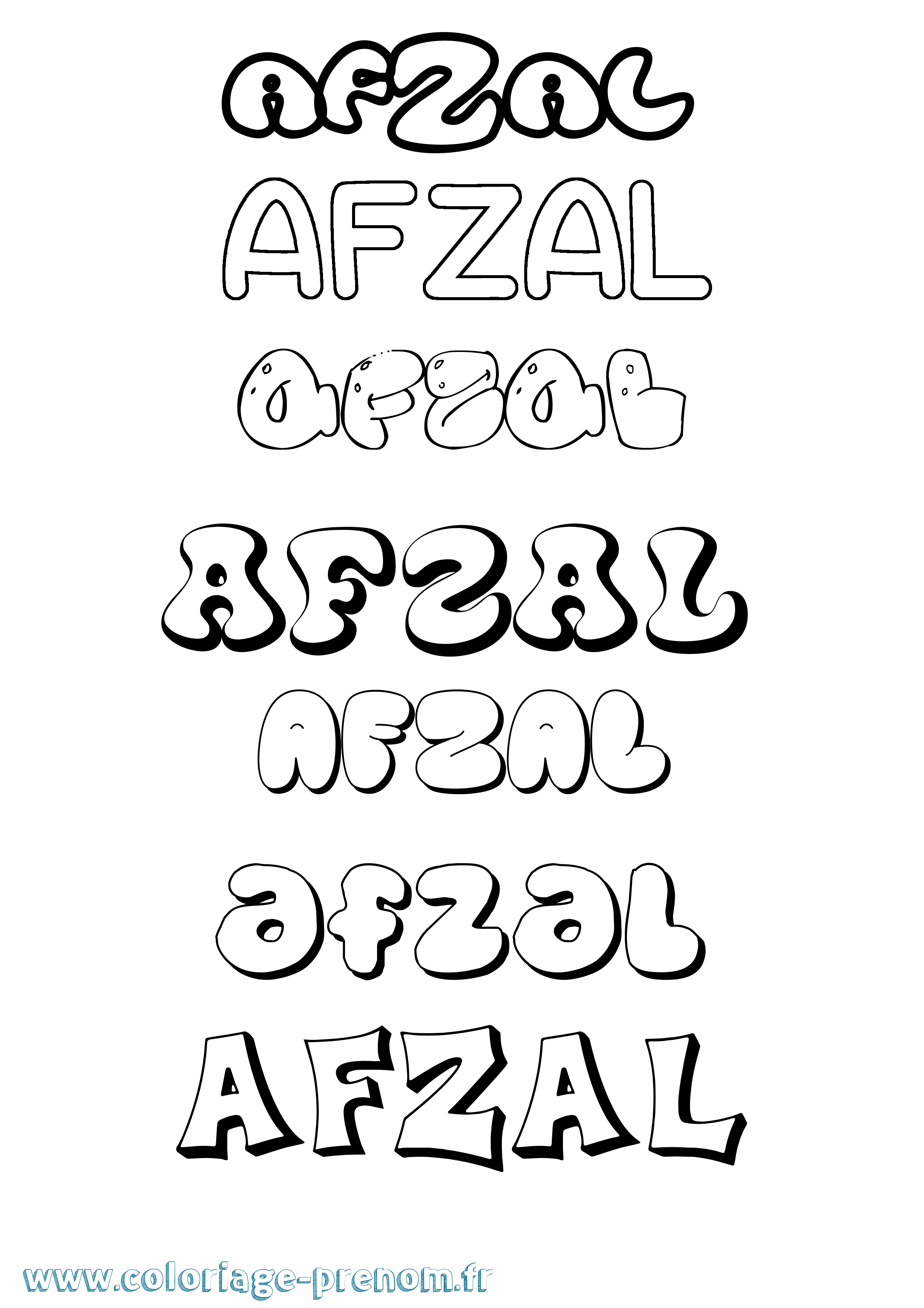Coloriage Afzal Bubble Coloriage prénom Afzal Bubble
