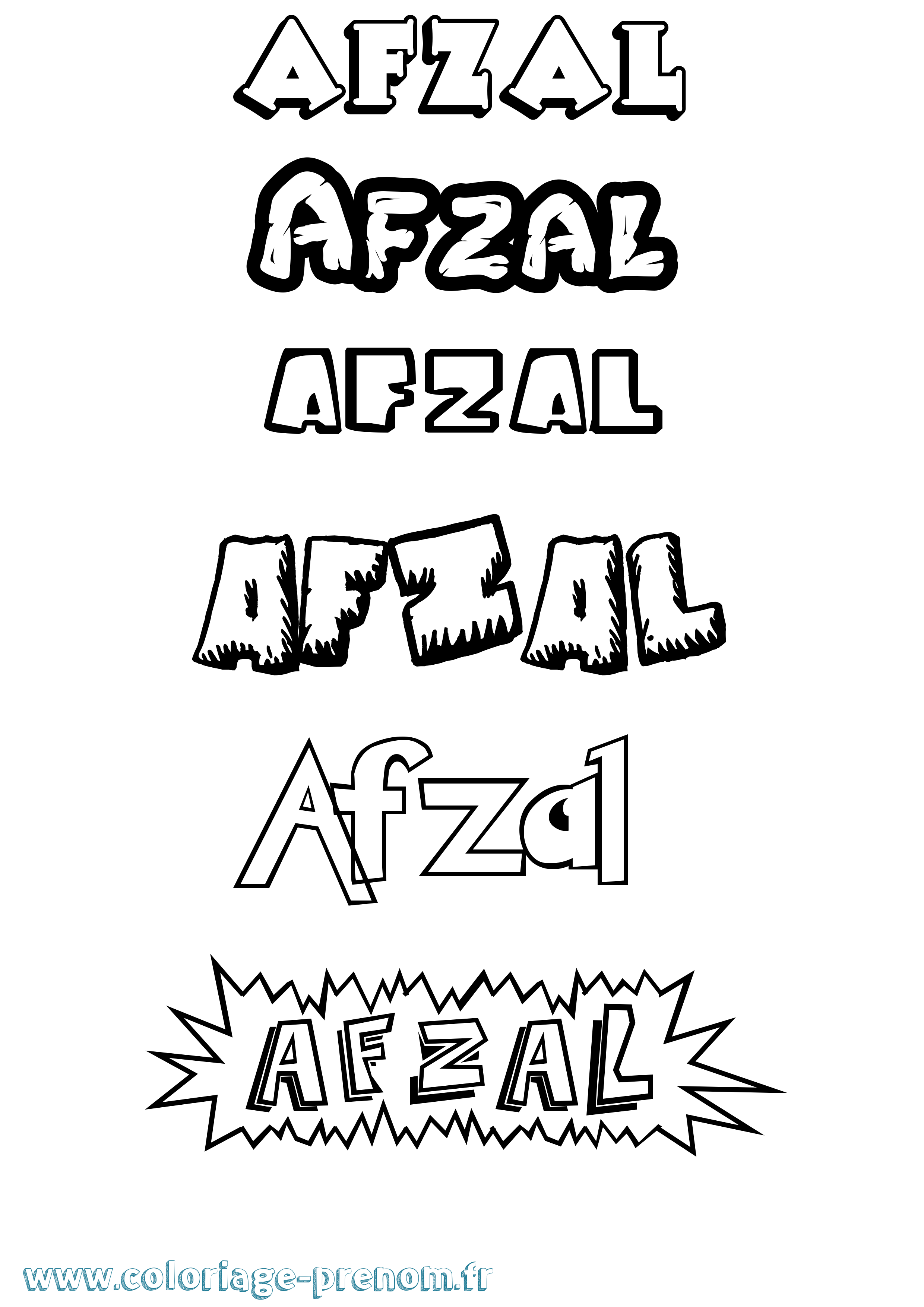 Coloriage Afzal Dessin Animé Coloriage prénom Afzal Dessin Animé