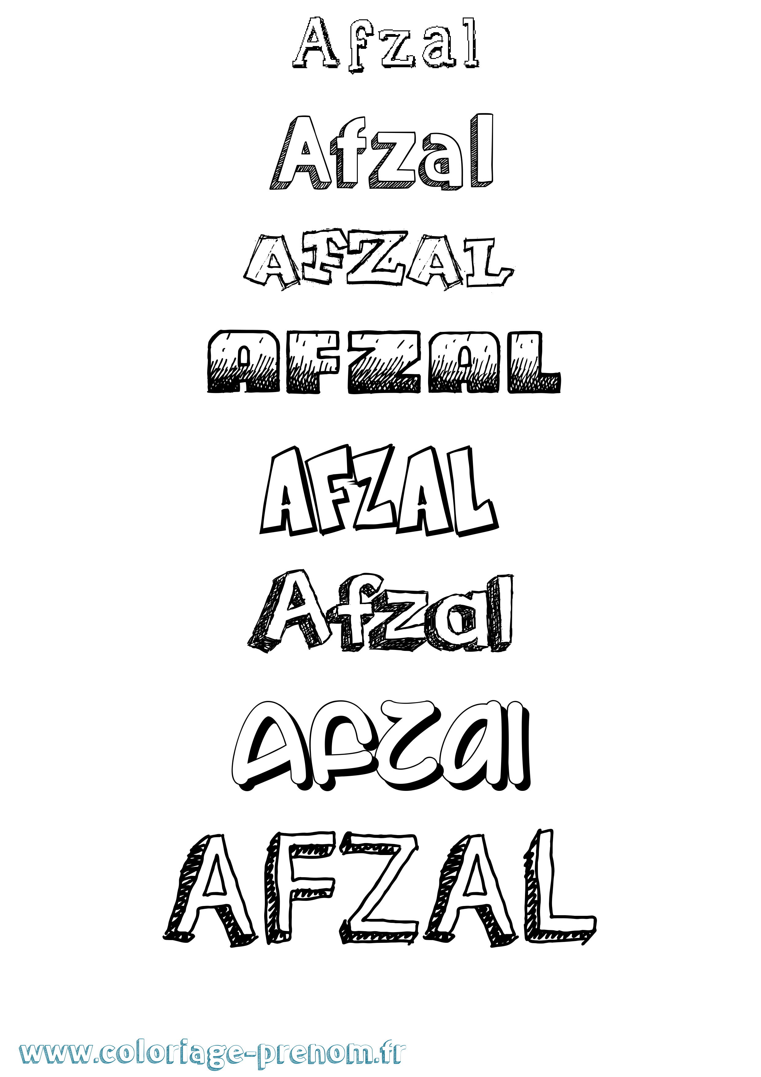 Coloriage Afzal Dessiné Coloriage prénom Afzal Dessiné