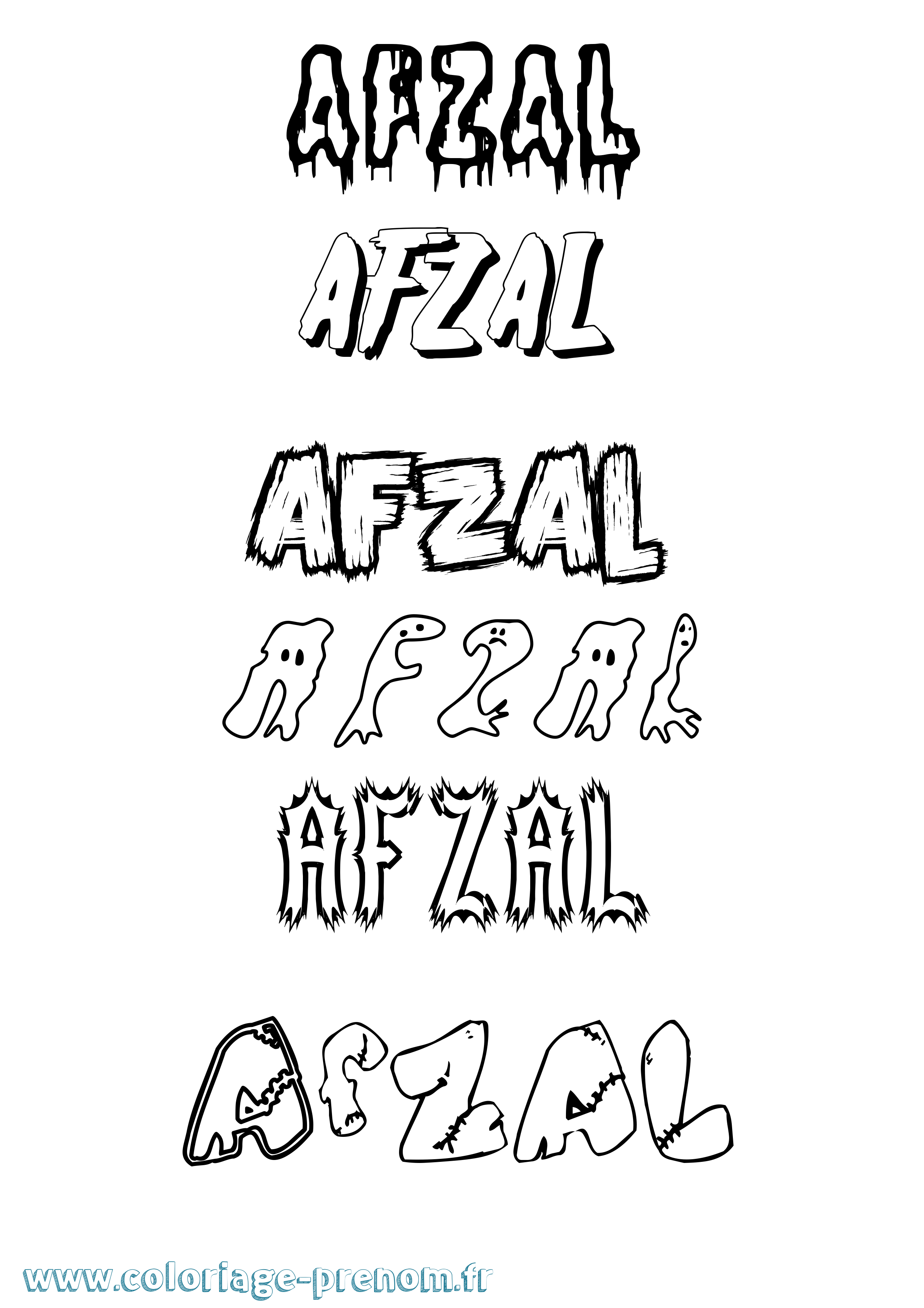 Coloriage Afzal Frisson Coloriage prénom Afzal Frisson