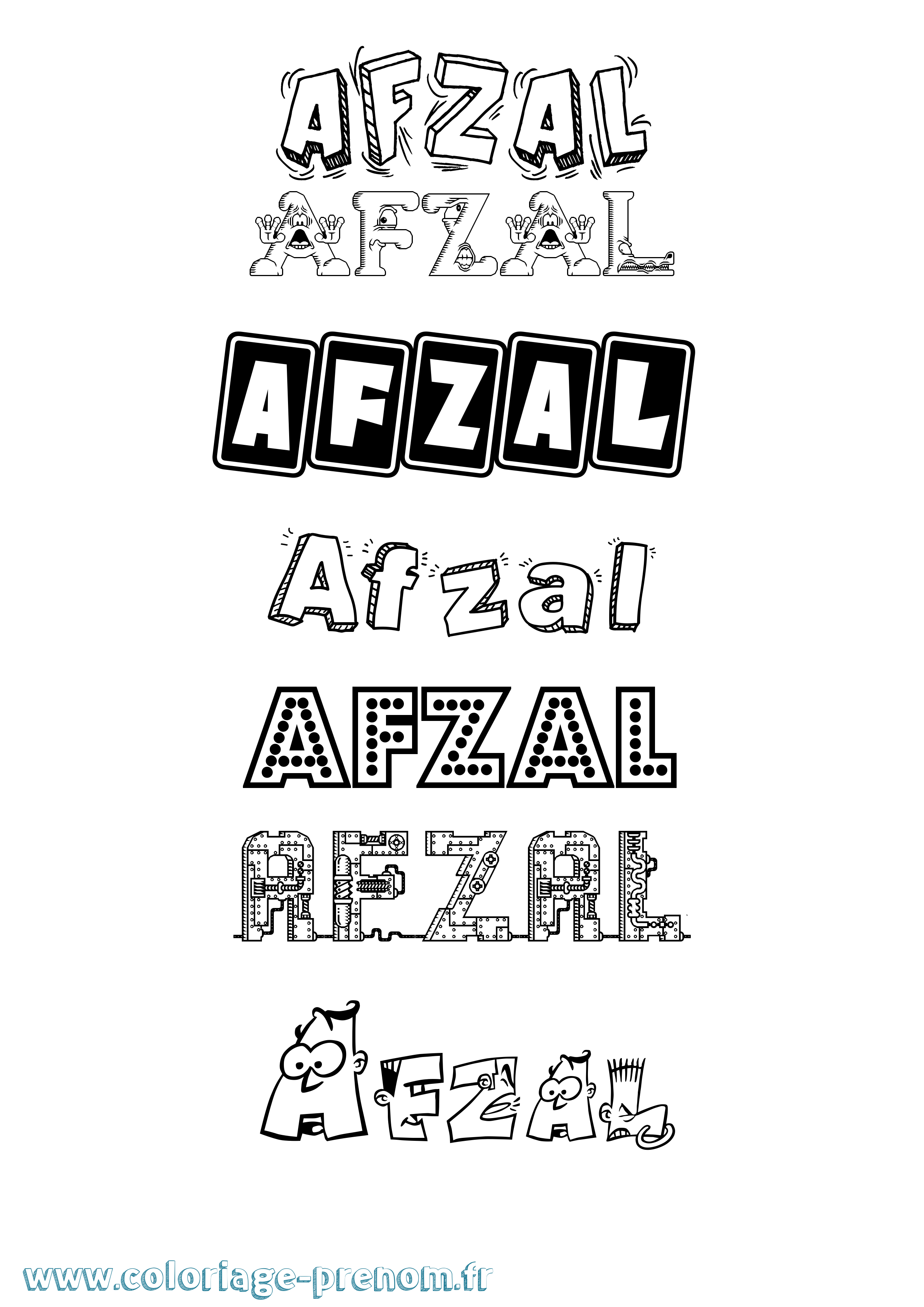 Coloriage Afzal Fun Coloriage prénom Afzal Fun