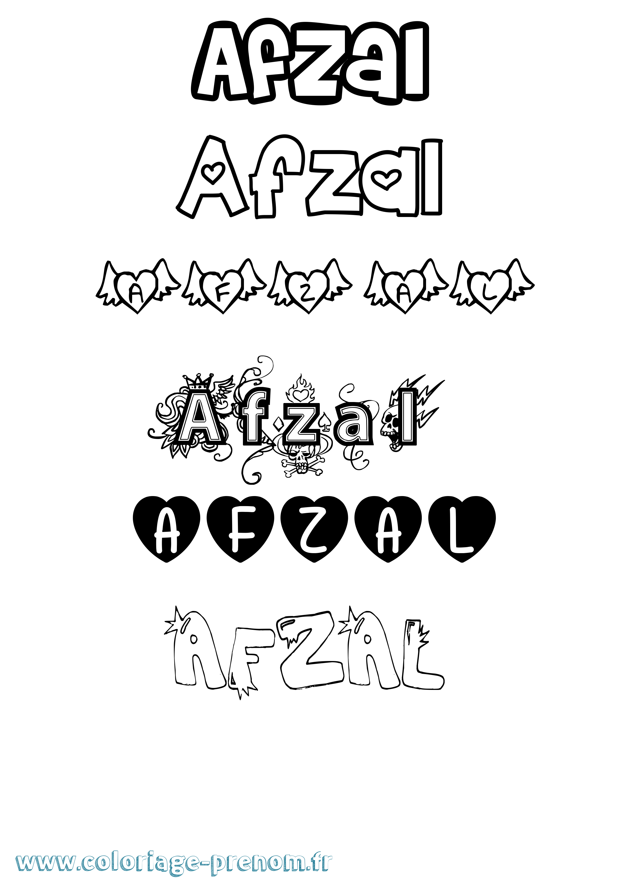 Coloriage Afzal Girly Coloriage prénom Afzal Girly