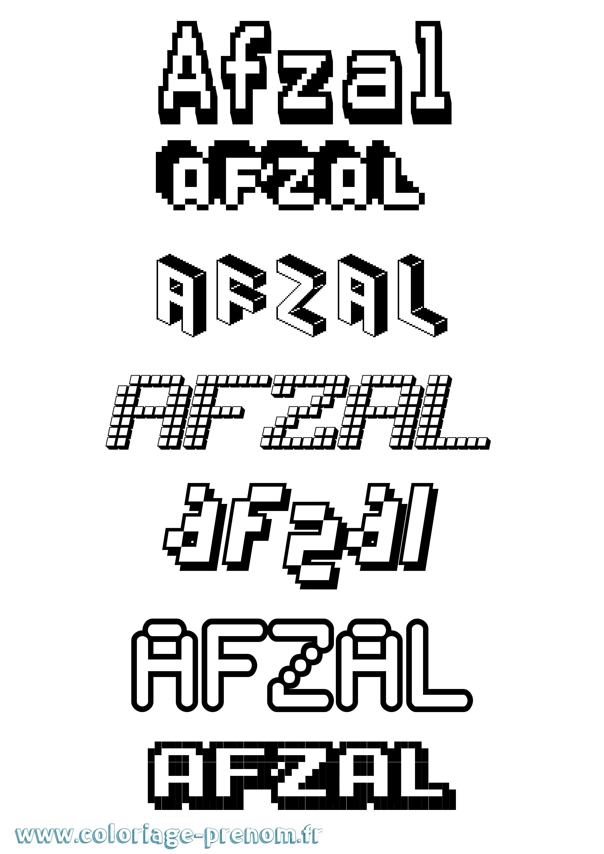 Coloriage Afzal Pixel Coloriage prénom Afzal Pixel