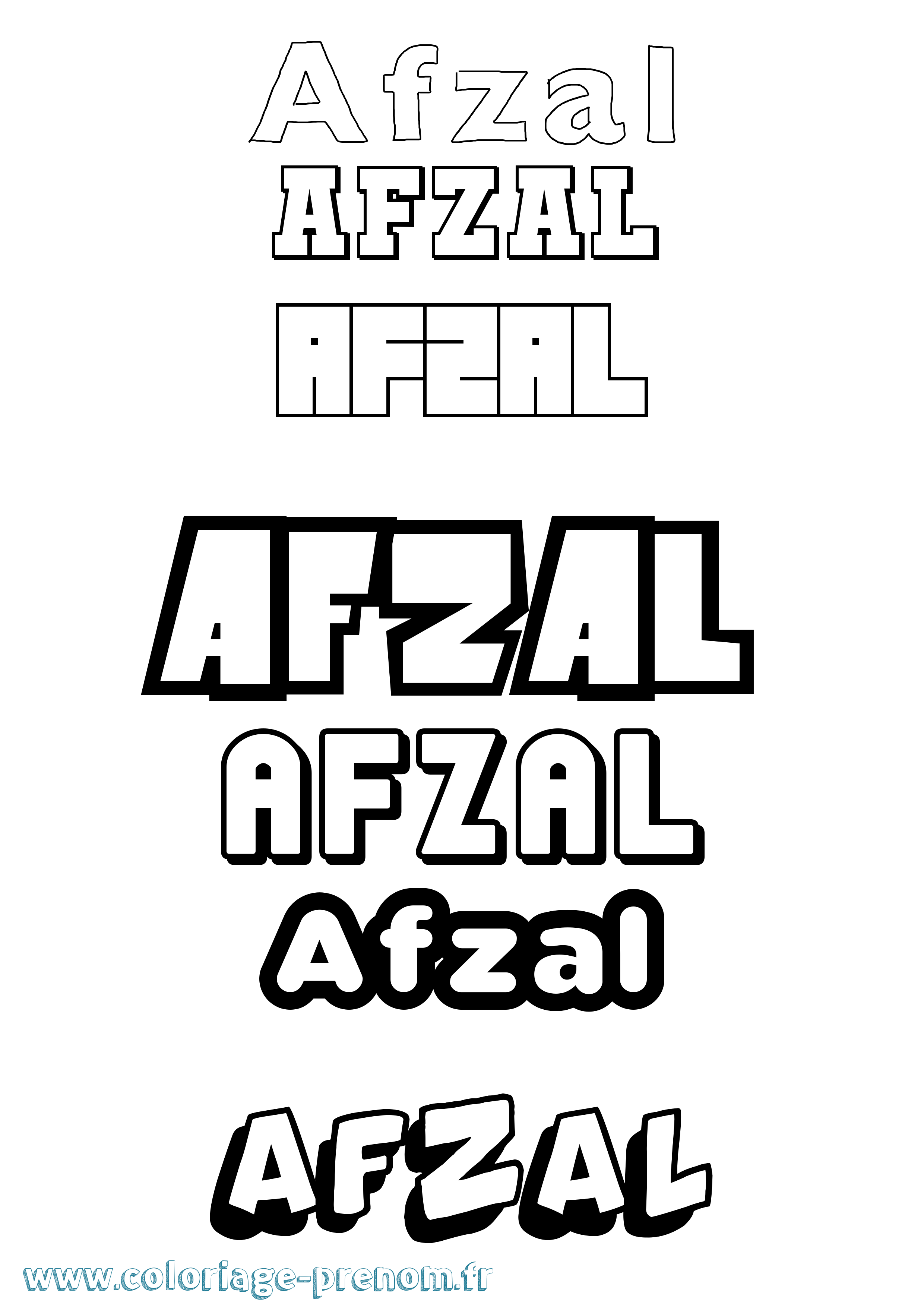 Coloriage Afzal Simple Coloriage prénom Afzal Simple