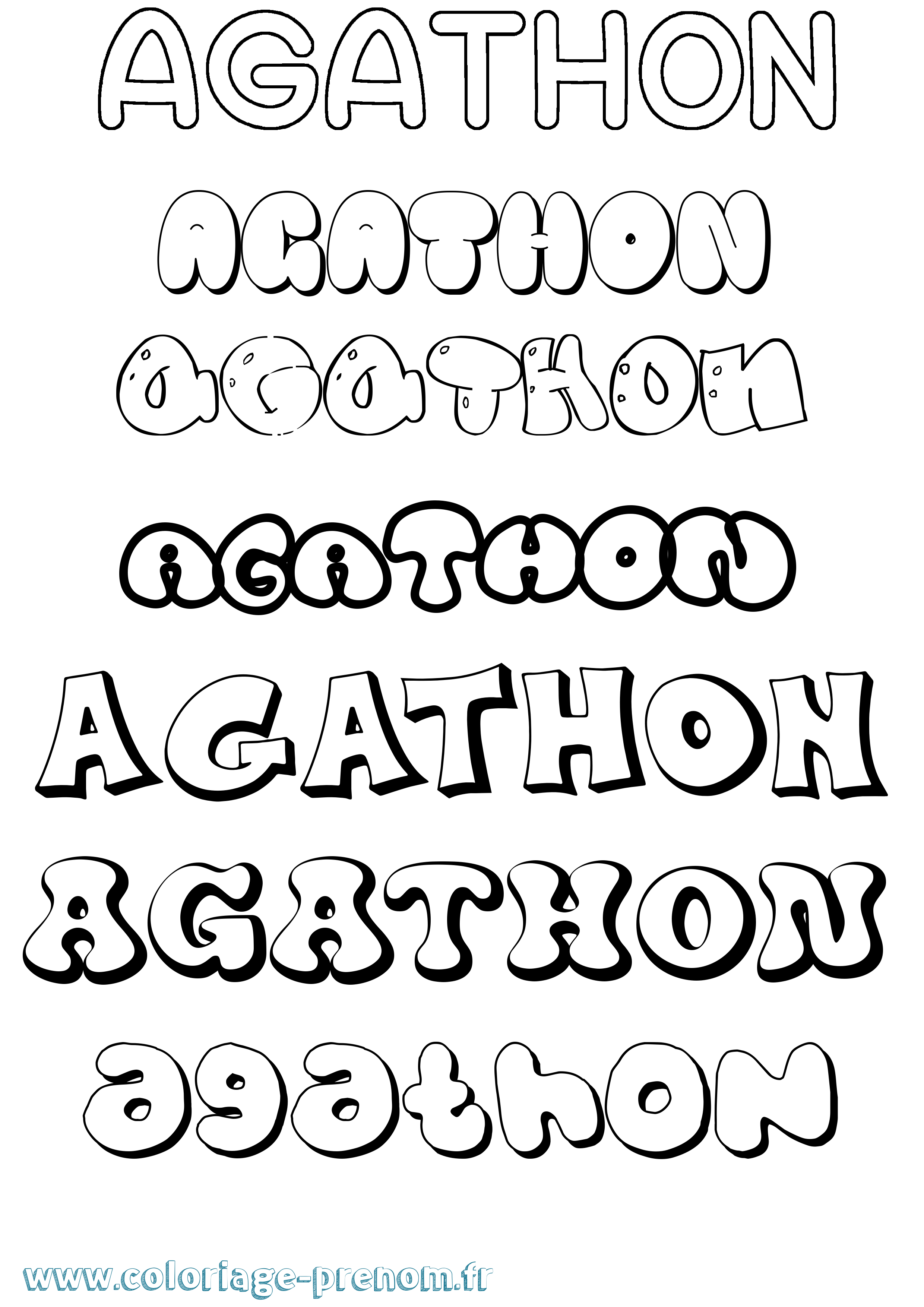 Coloriage Agathon Bubble Coloriage prénom Agathon Bubble