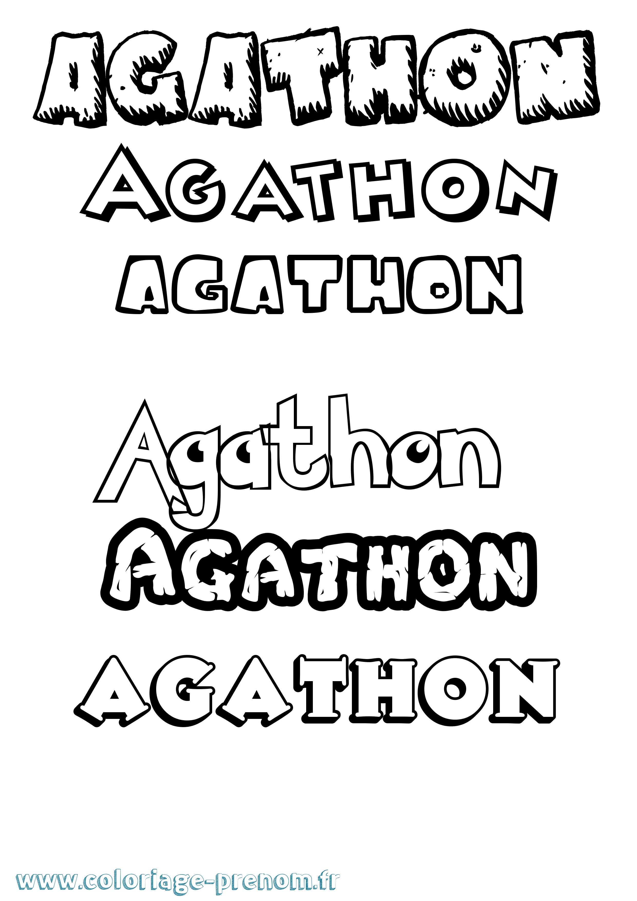 Coloriage Agathon Dessin Animé Coloriage prénom Agathon Dessin Animé