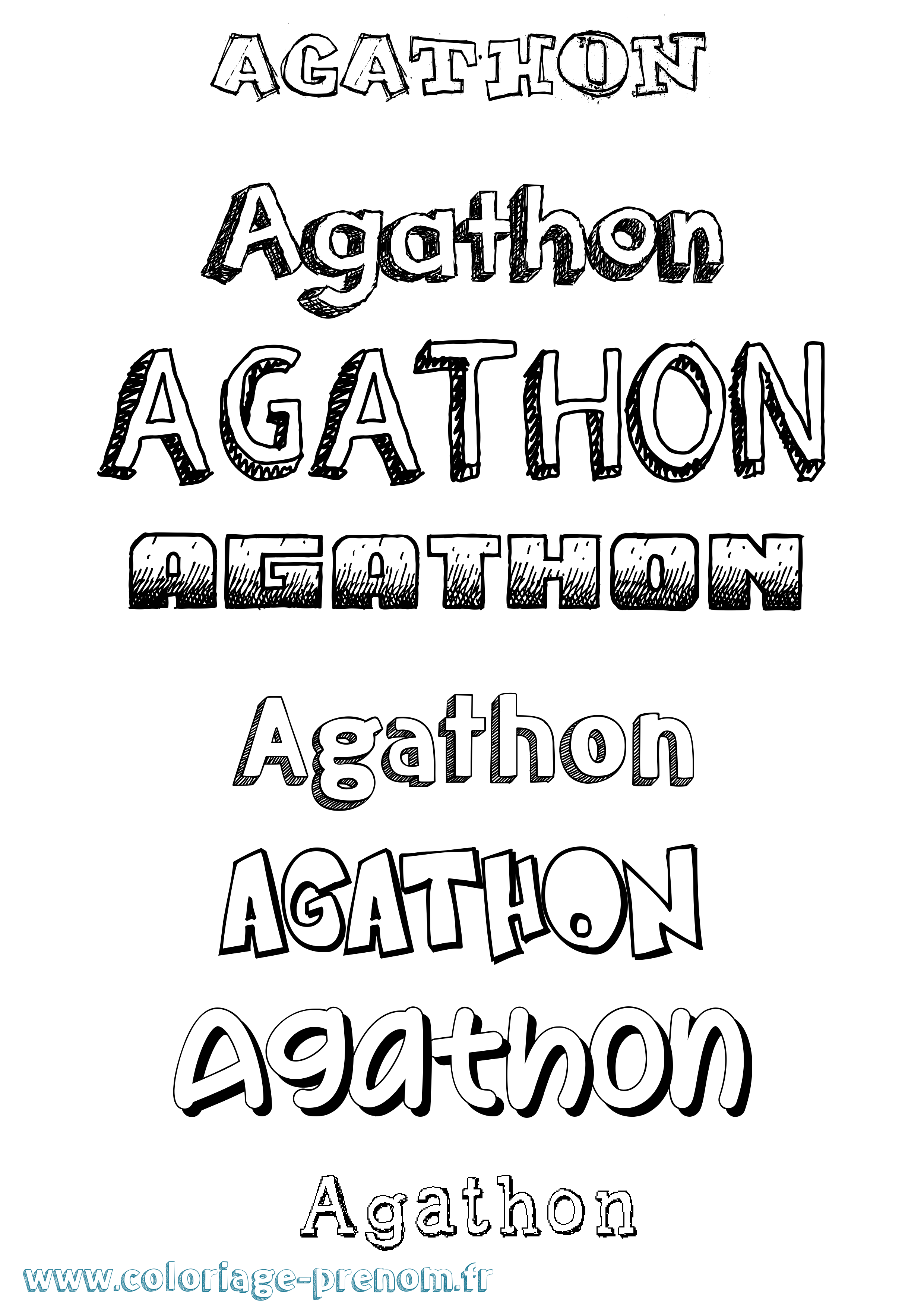 Coloriage Agathon Dessiné Coloriage prénom Agathon Dessiné