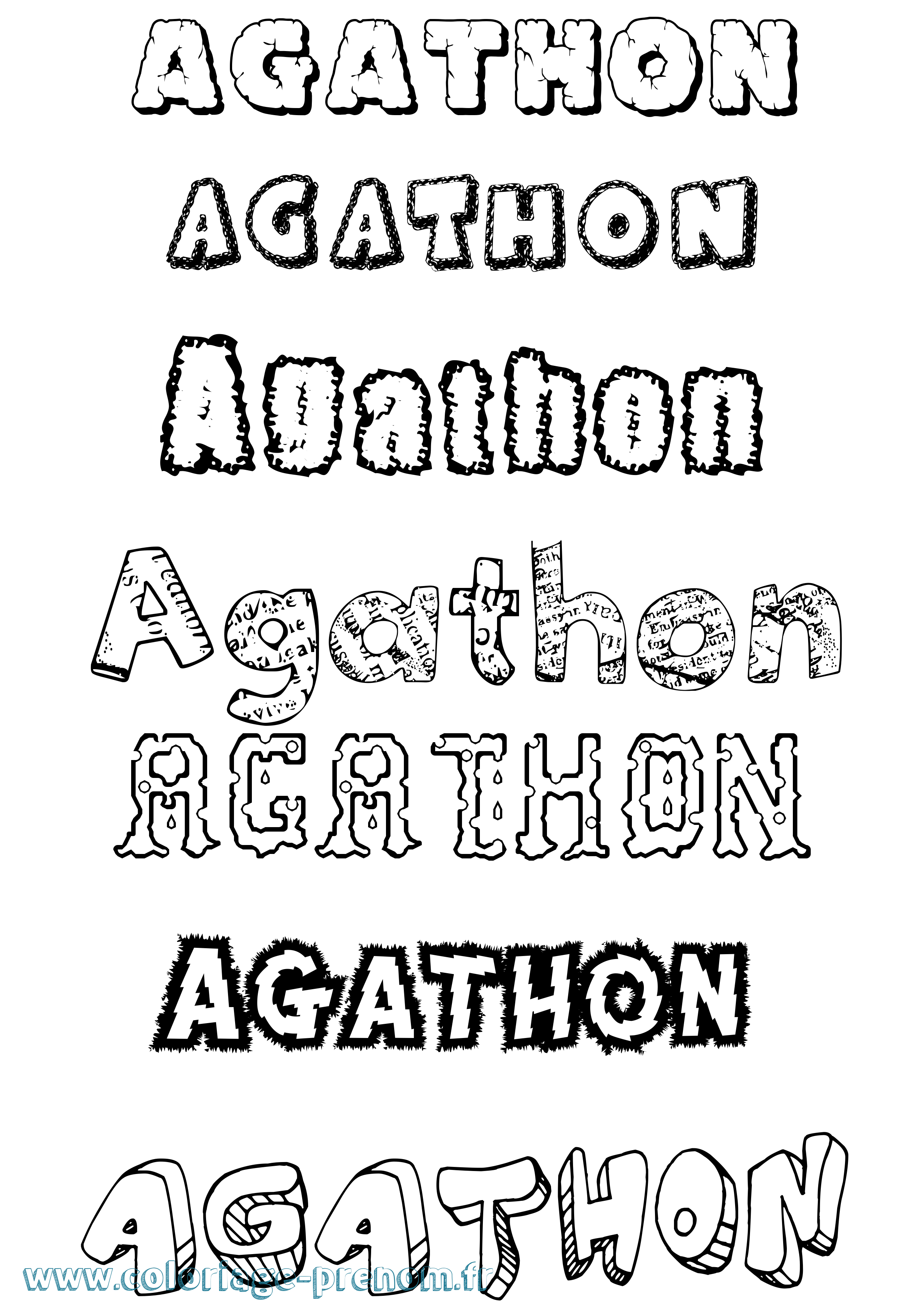 Coloriage Agathon Destructuré Coloriage prénom Agathon Destructuré