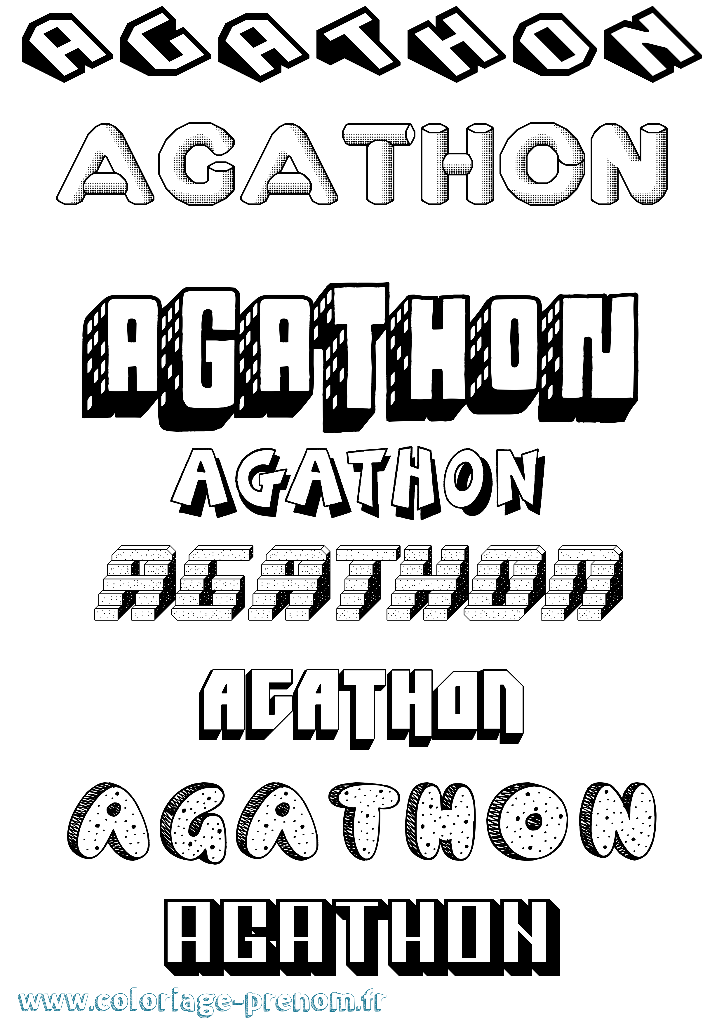 Coloriage Agathon Effet 3D Coloriage prénom Agathon Effet 3D
