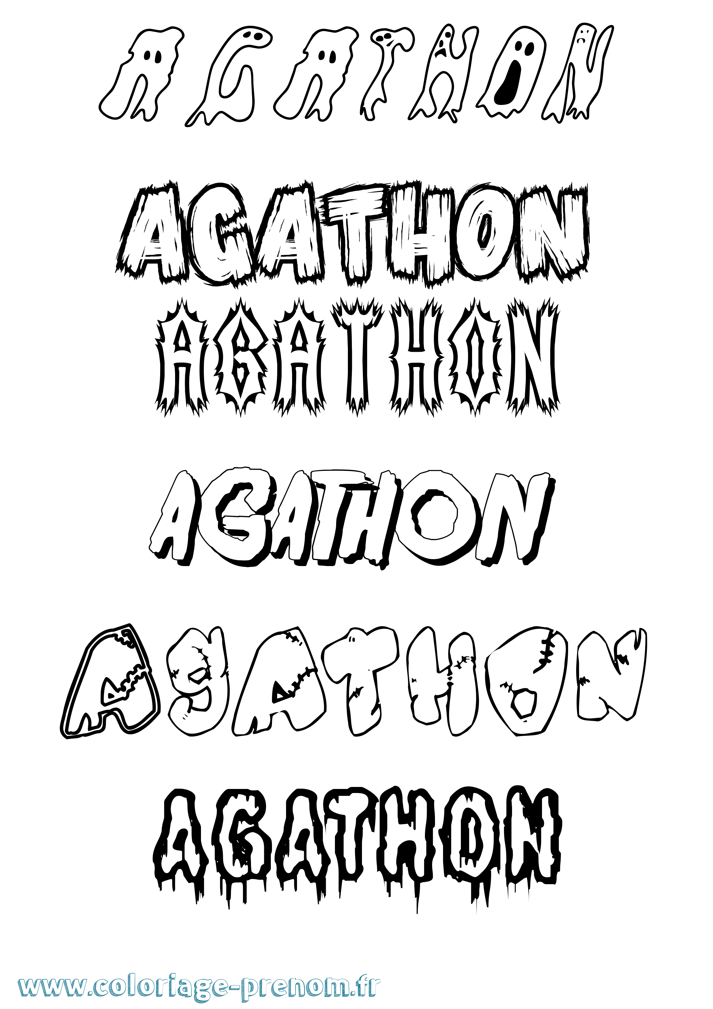 Coloriage Agathon Frisson Coloriage prénom Agathon Frisson