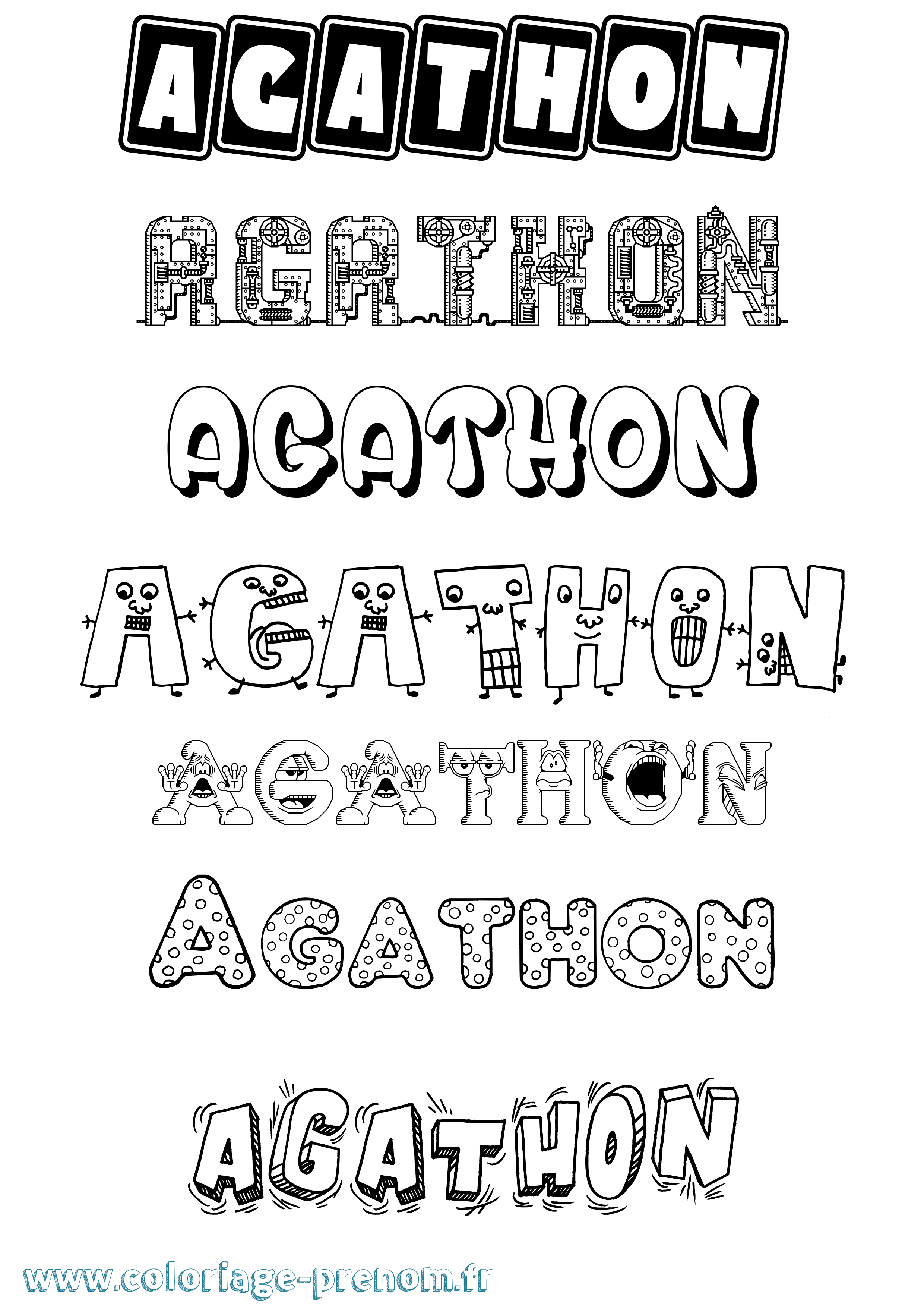 Coloriage Agathon Fun Coloriage prénom Agathon Fun