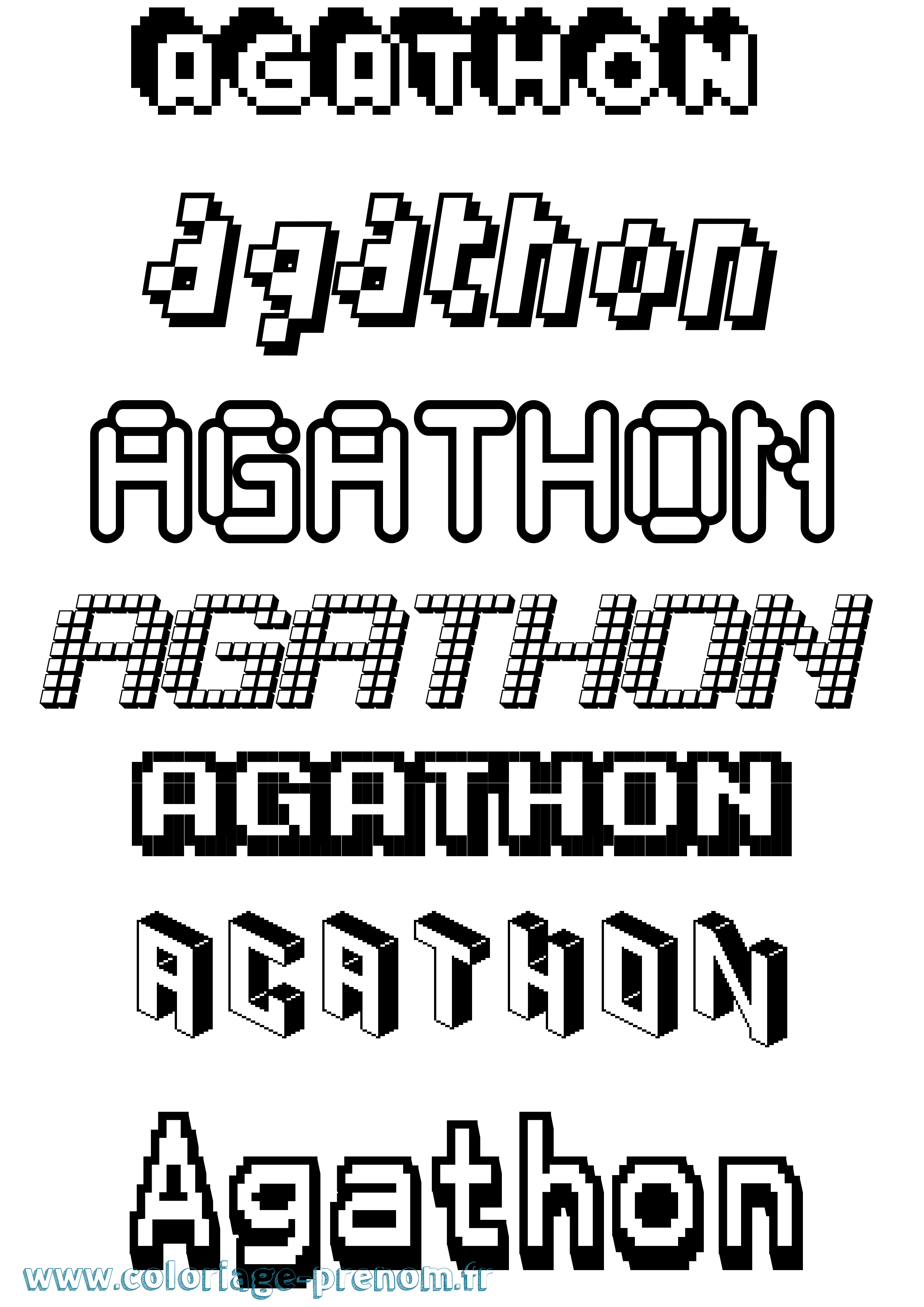 Coloriage Agathon Pixel Coloriage prénom Agathon Pixel