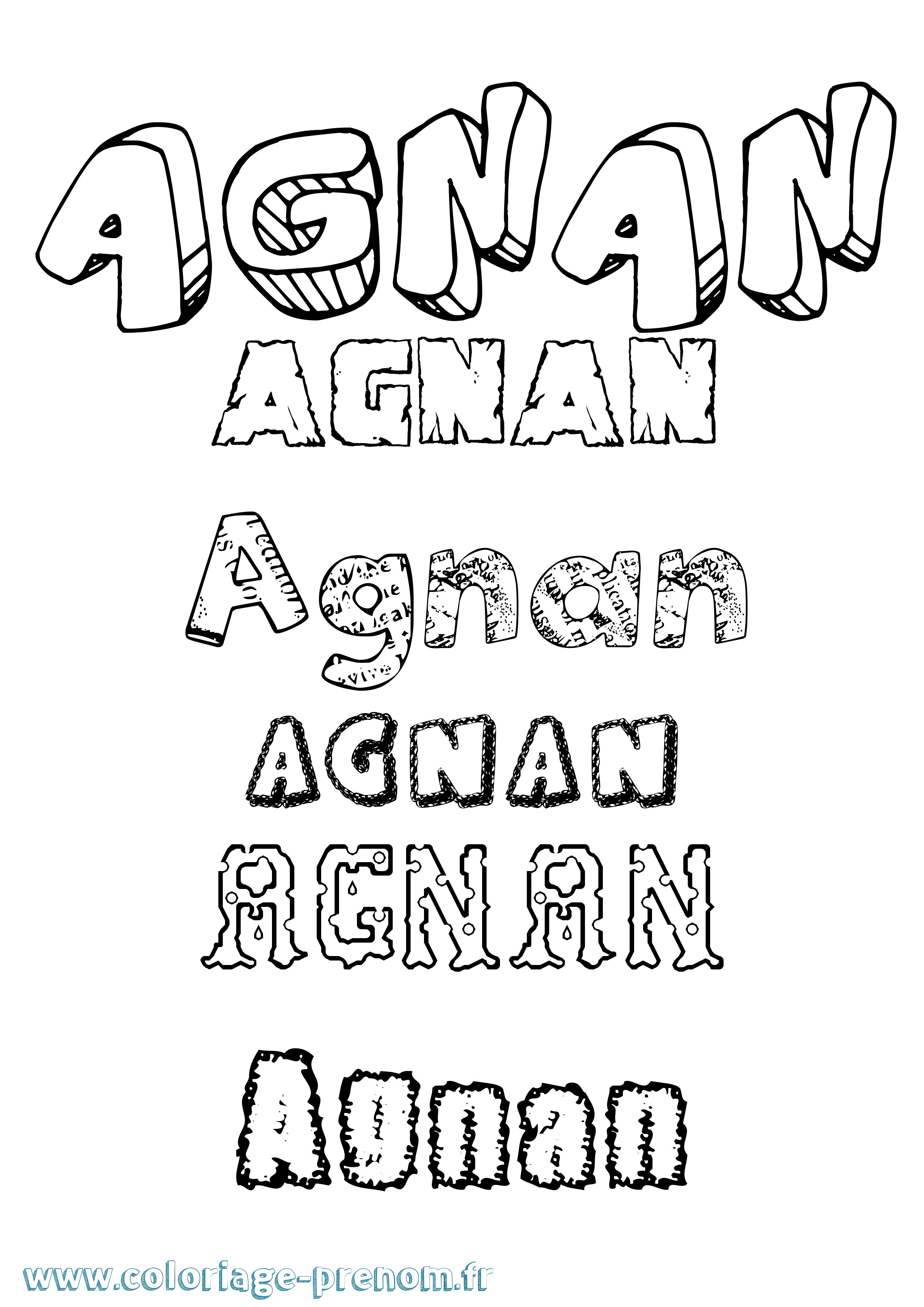 Coloriage Agnan Destructuré Coloriage prénom Agnan Destructuré