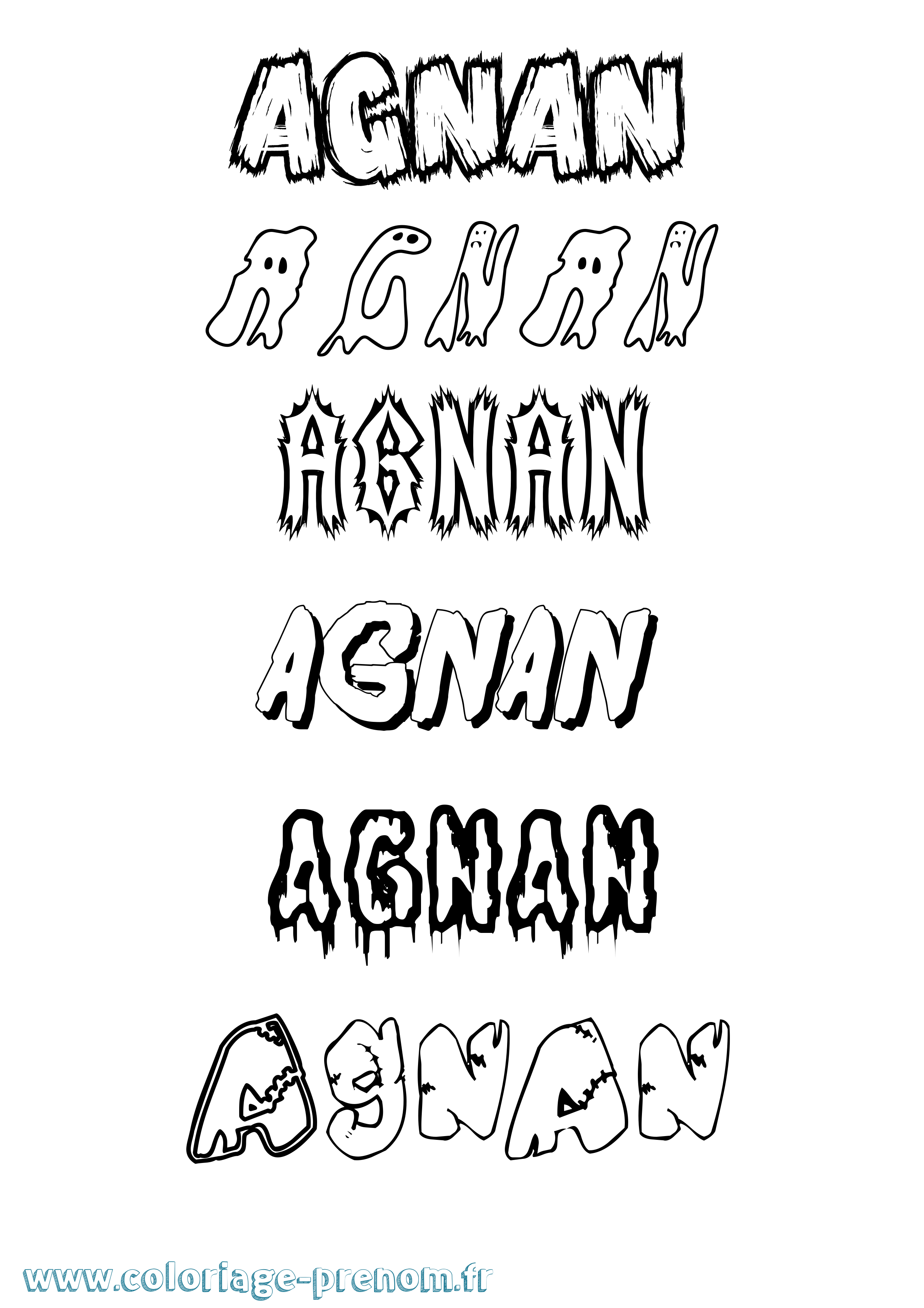 Coloriage Agnan Frisson Coloriage prénom Agnan Frisson