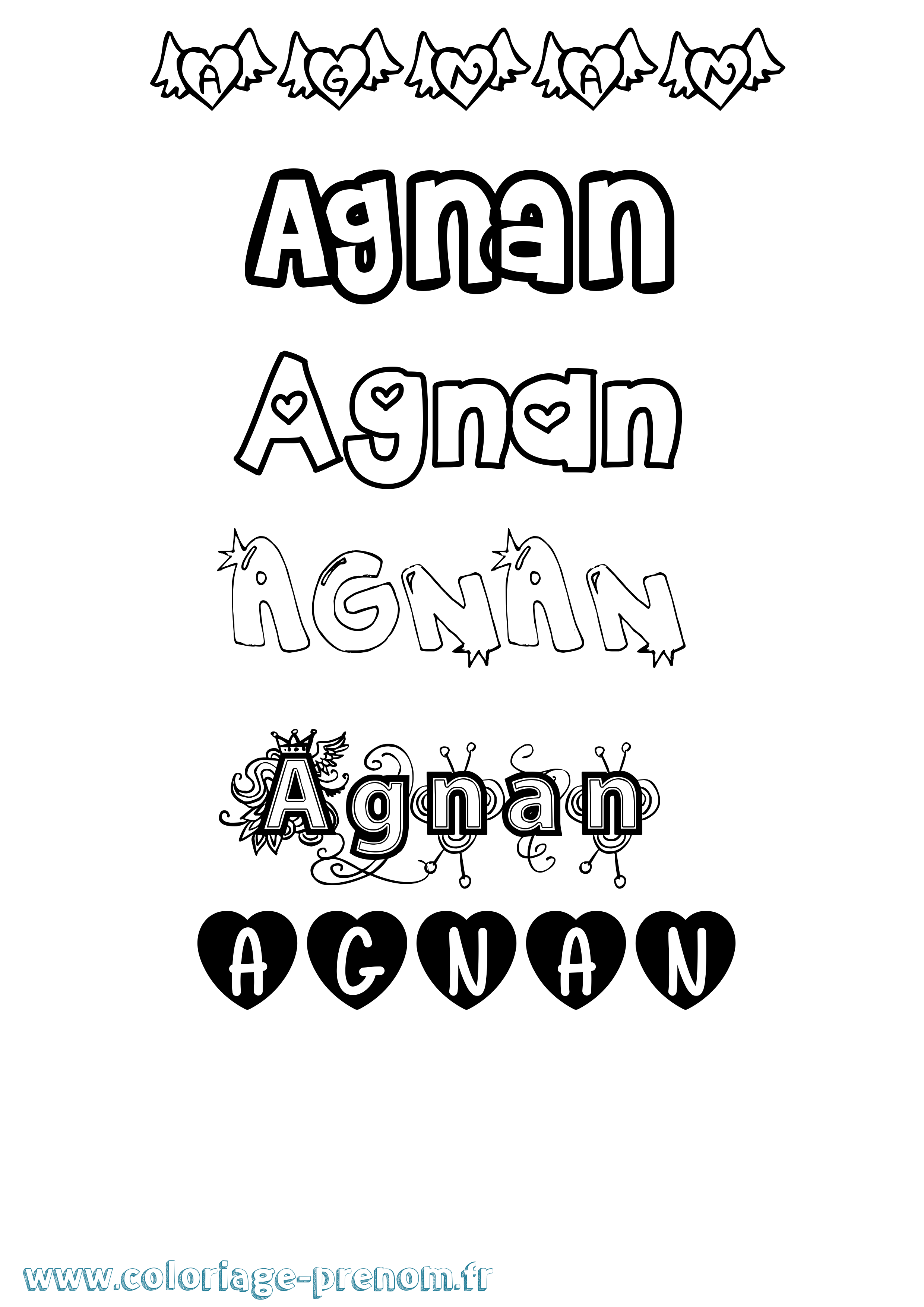 Coloriage Agnan Girly Coloriage prénom Agnan Girly