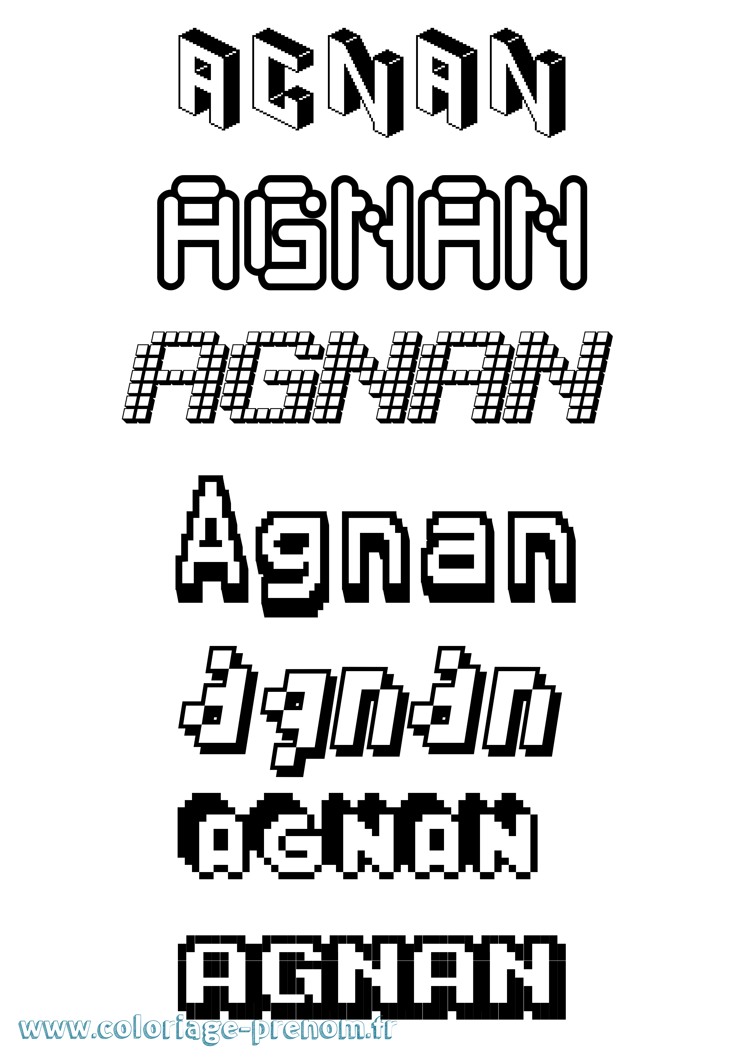 Coloriage Agnan Pixel Coloriage prénom Agnan Pixel