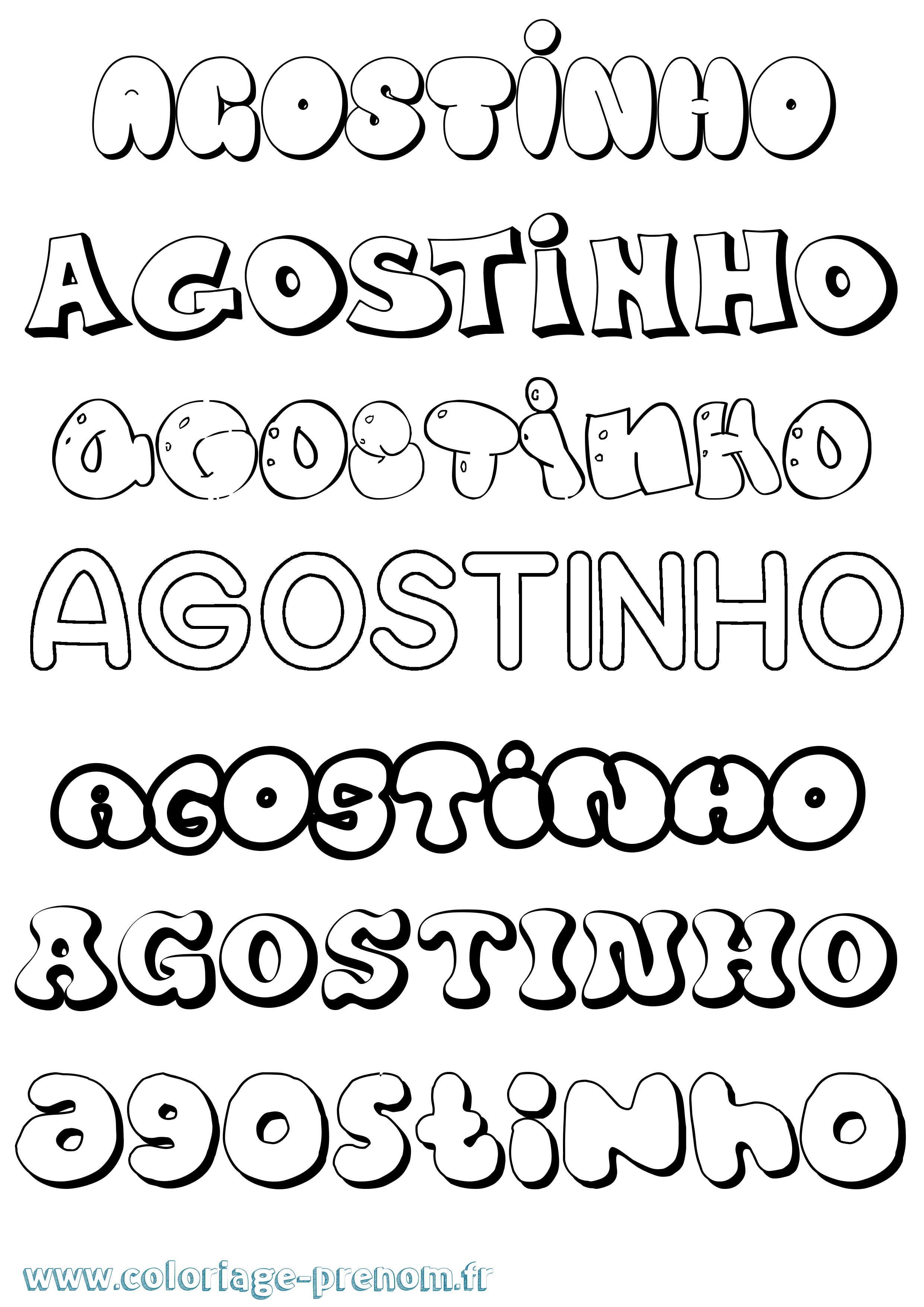 Coloriage Agostinho Bubble Coloriage prénom Agostinho Bubble