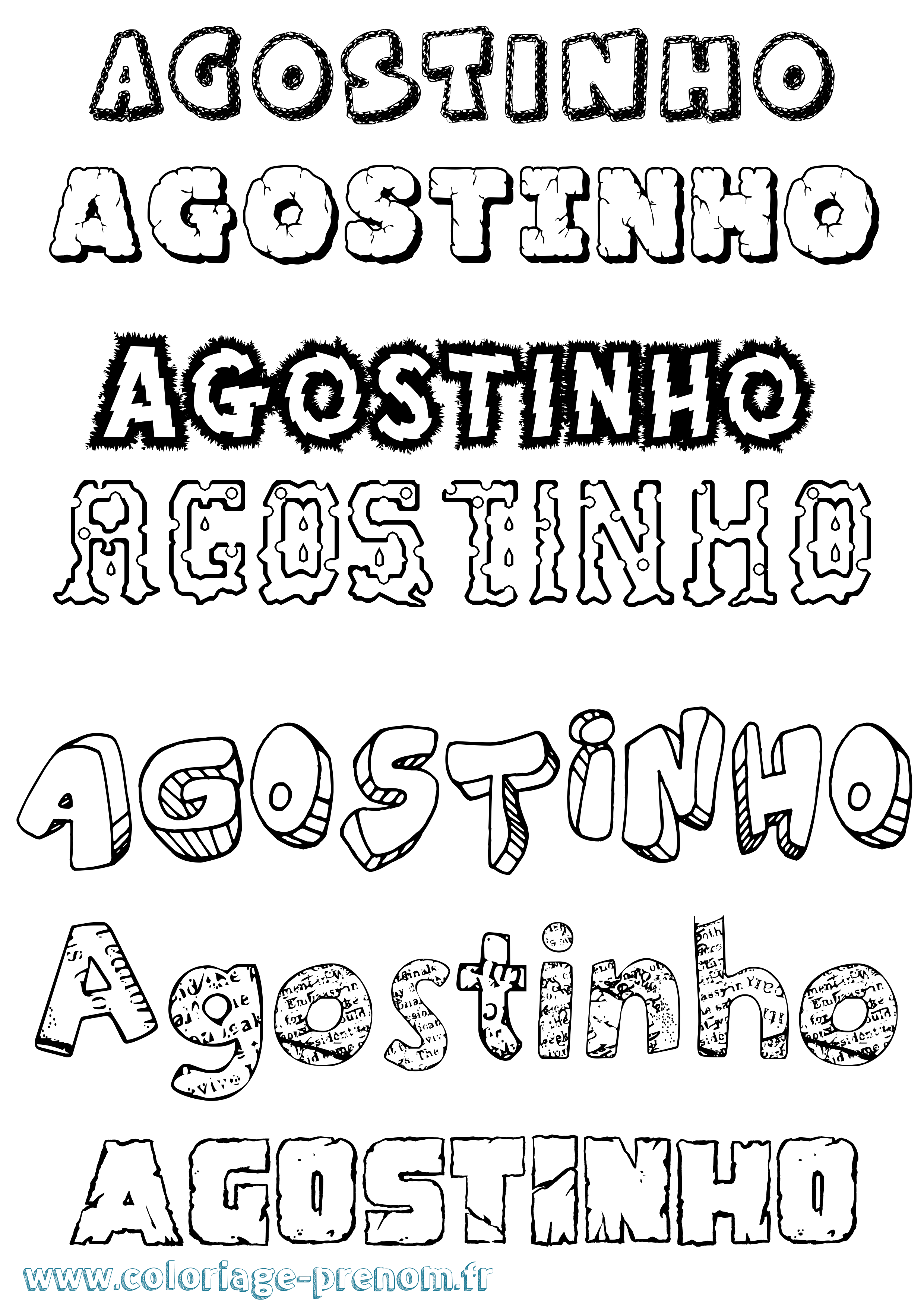Coloriage Agostinho Destructuré Coloriage prénom Agostinho Destructuré