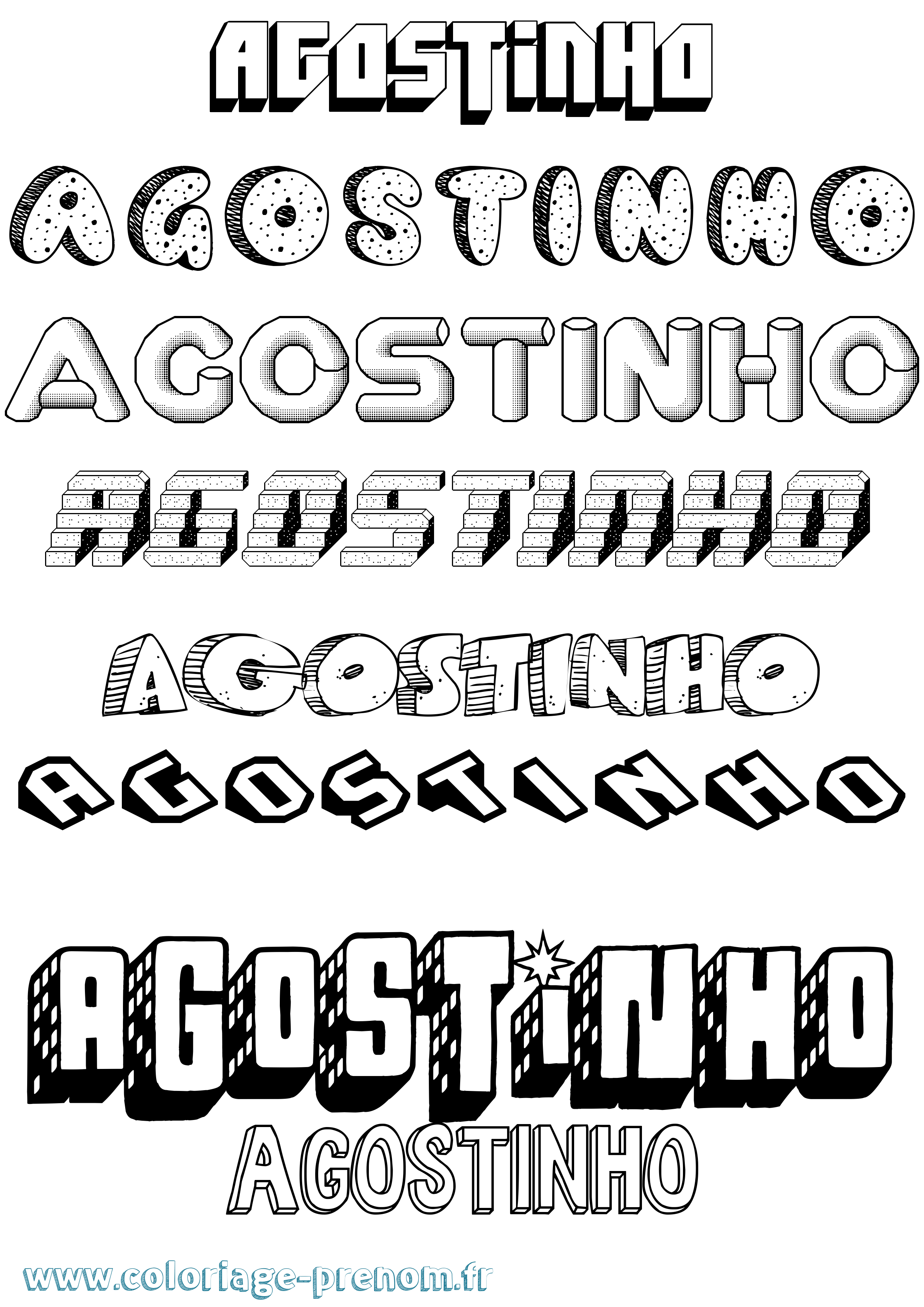 Coloriage Agostinho Effet 3D Coloriage prénom Agostinho Effet 3D