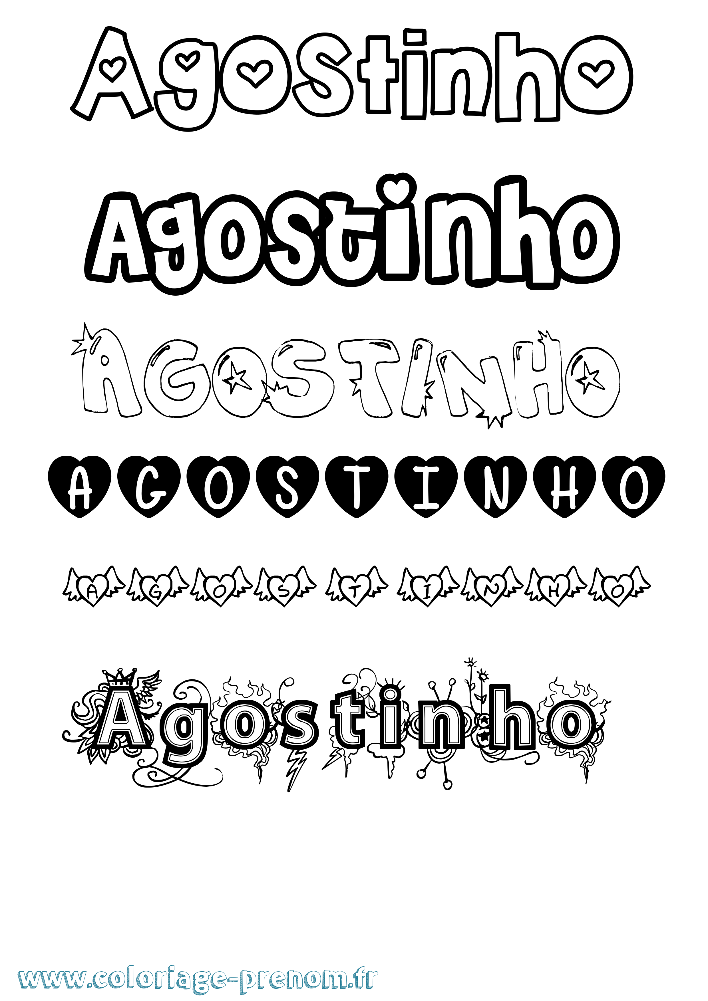 Coloriage Agostinho Girly Coloriage prénom Agostinho Girly