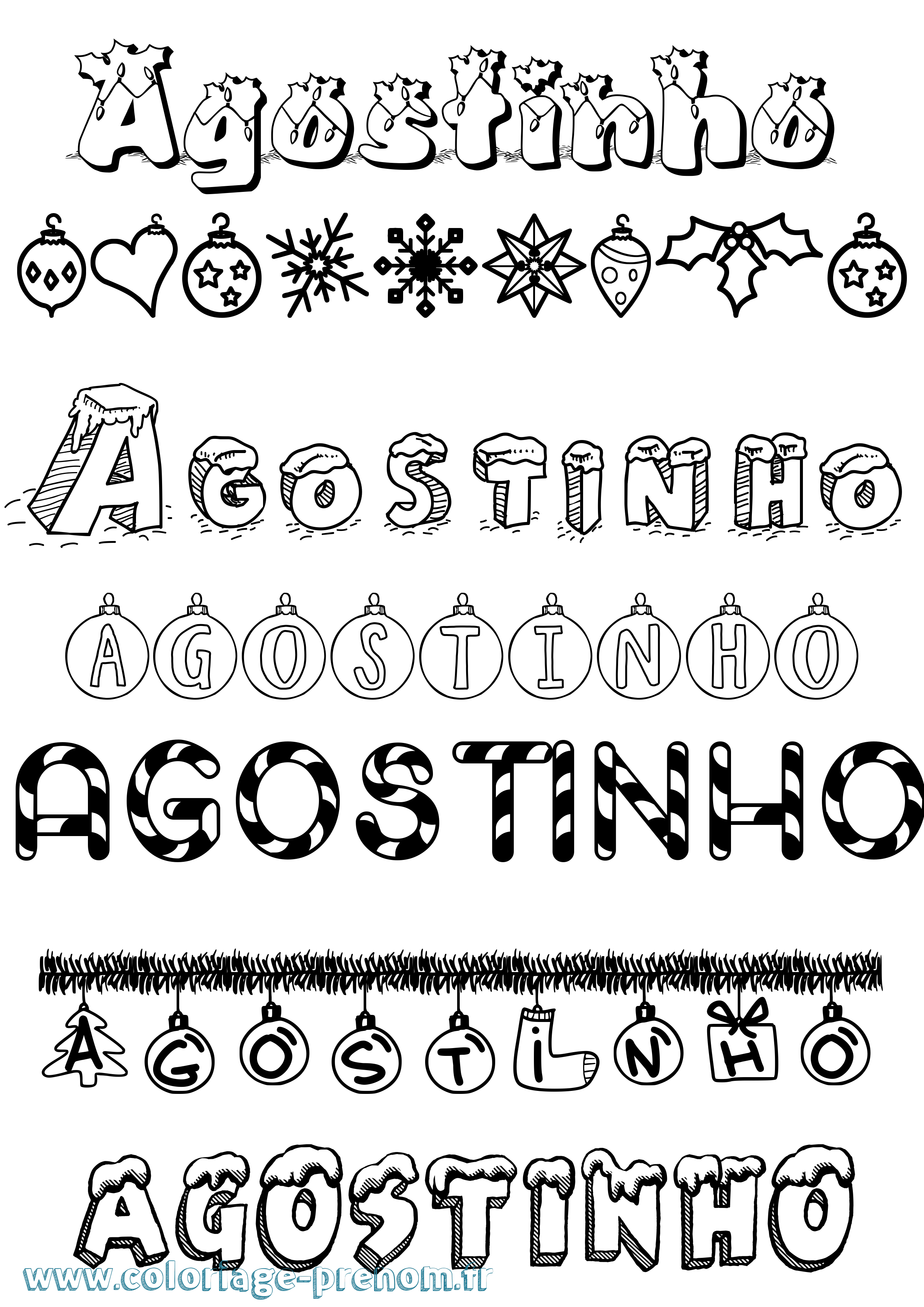 Coloriage Agostinho Noël Coloriage prénom Agostinho Noël