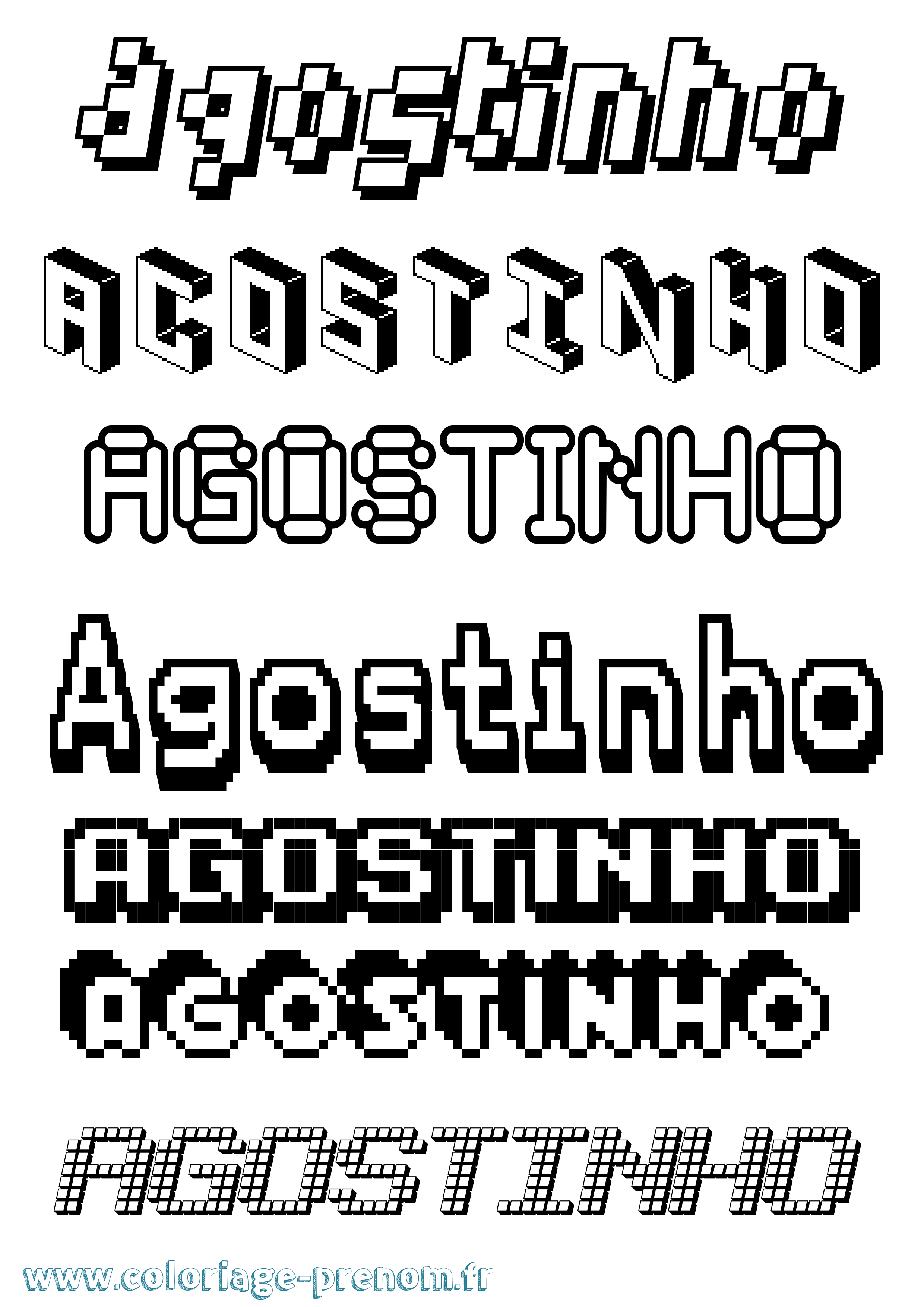 Coloriage Agostinho Pixel Coloriage prénom Agostinho Pixel